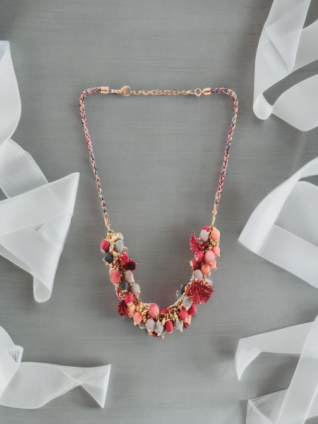

UNIVERSITY TRENDZ Gold-Plated Fabric Ball Necklace