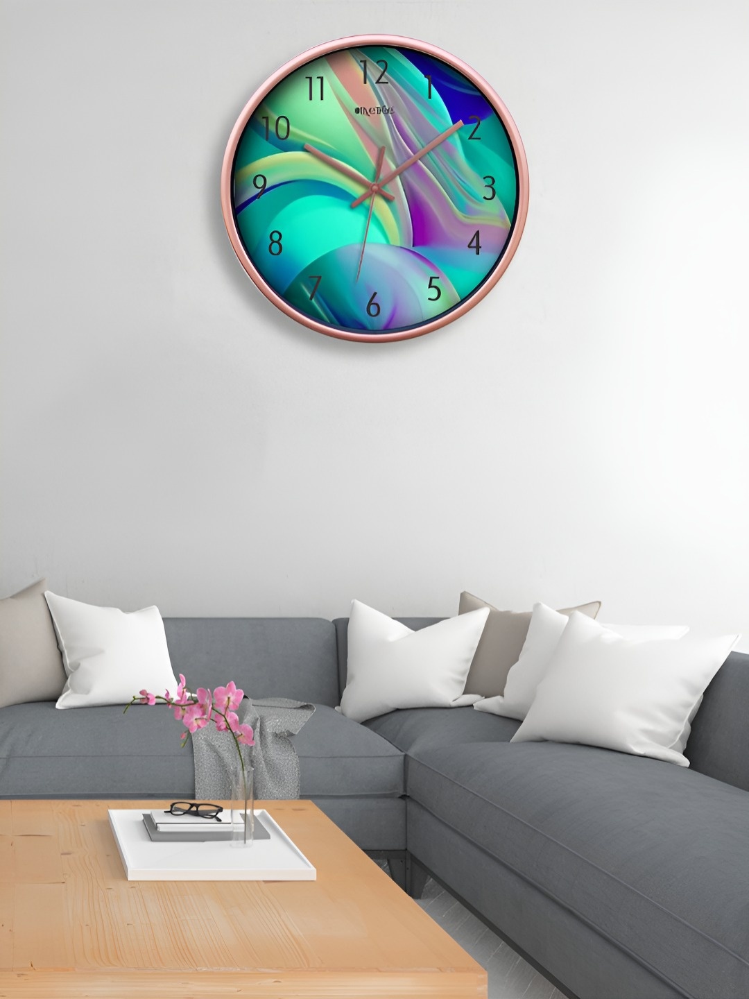 

OLIVE TREE Copper-Toned & Green Printed Contemporary Analogue Wall Clock
