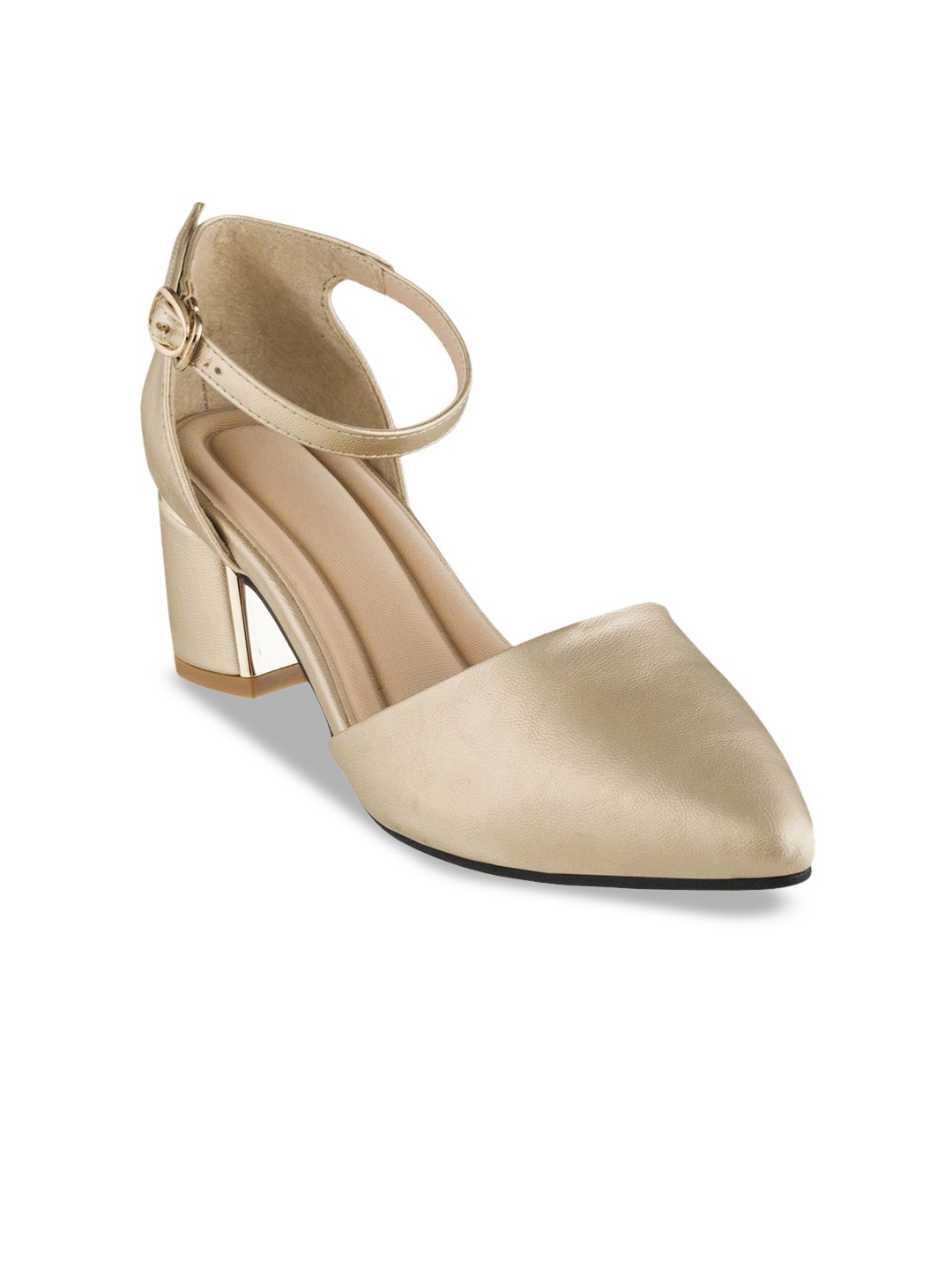 

Sherrif Shoes Women Stiletto Pumps with Buckles, Gold