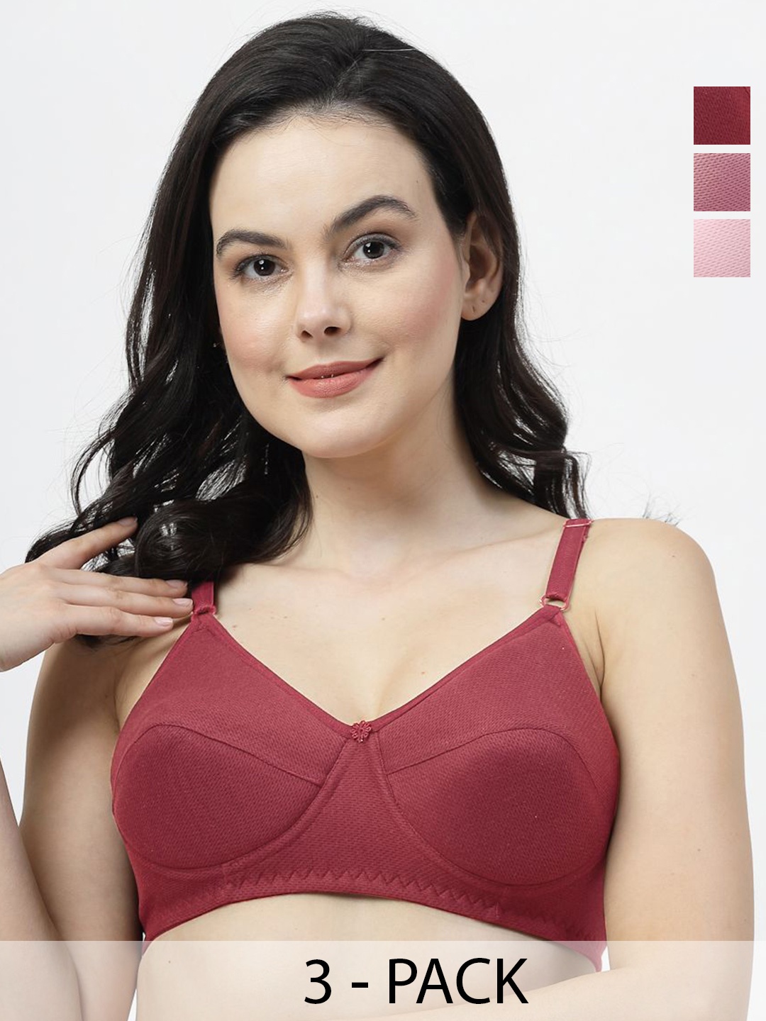 

SHYAM SONS FLAIR Solid Self Design Non-Wired Full Coverage Lightly Padded Bra, Pink