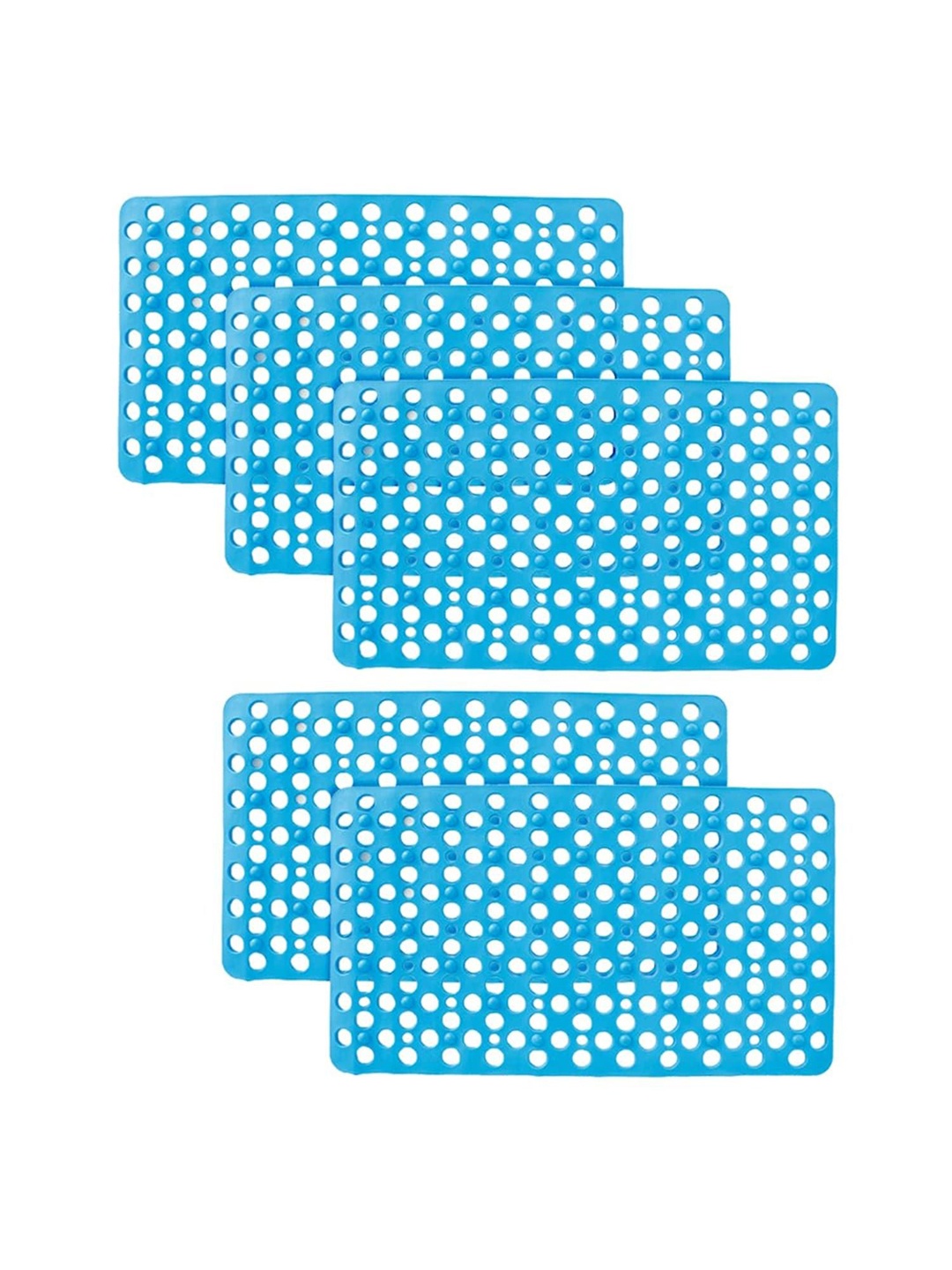 

Kuber Industries Blue 5 Pieces Textured 240 GSM Bath Rugs
