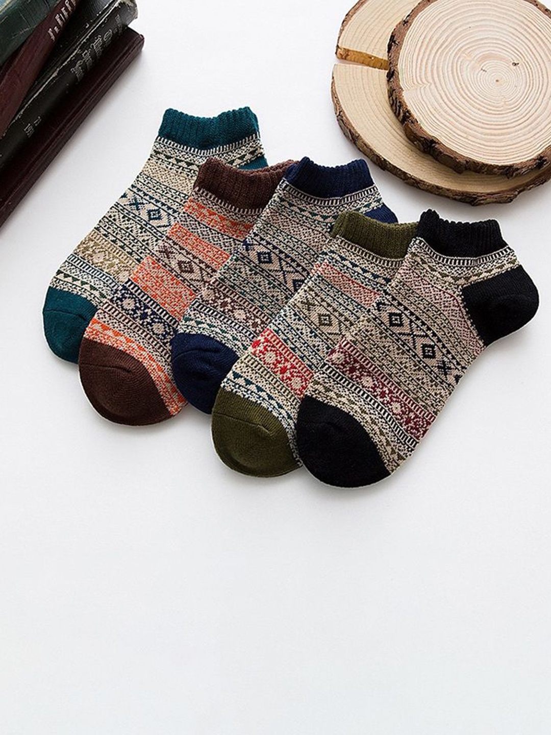 

Sockscarving Pack Of 5 Patterned Cotton Shoe Liner Socks, Black