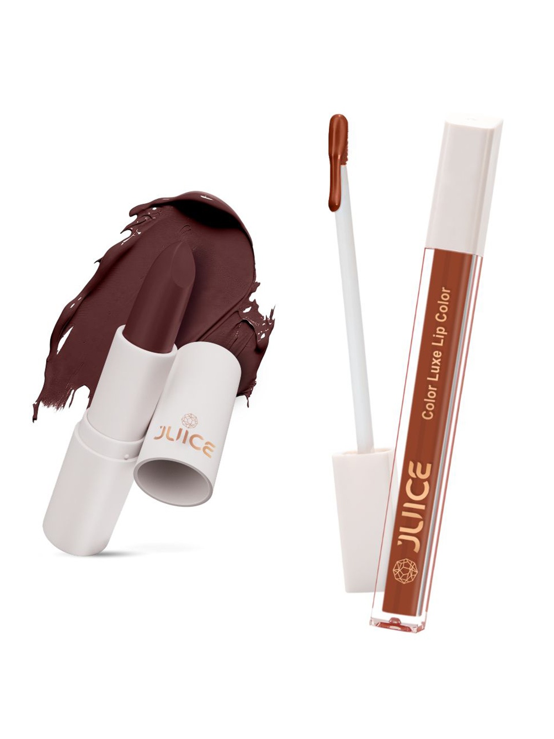 

JUICE Set of Color Luxe Lip Color 2.5ml & Kiss Sensation Lipstick 4g - Shade M06 & M02, Brown