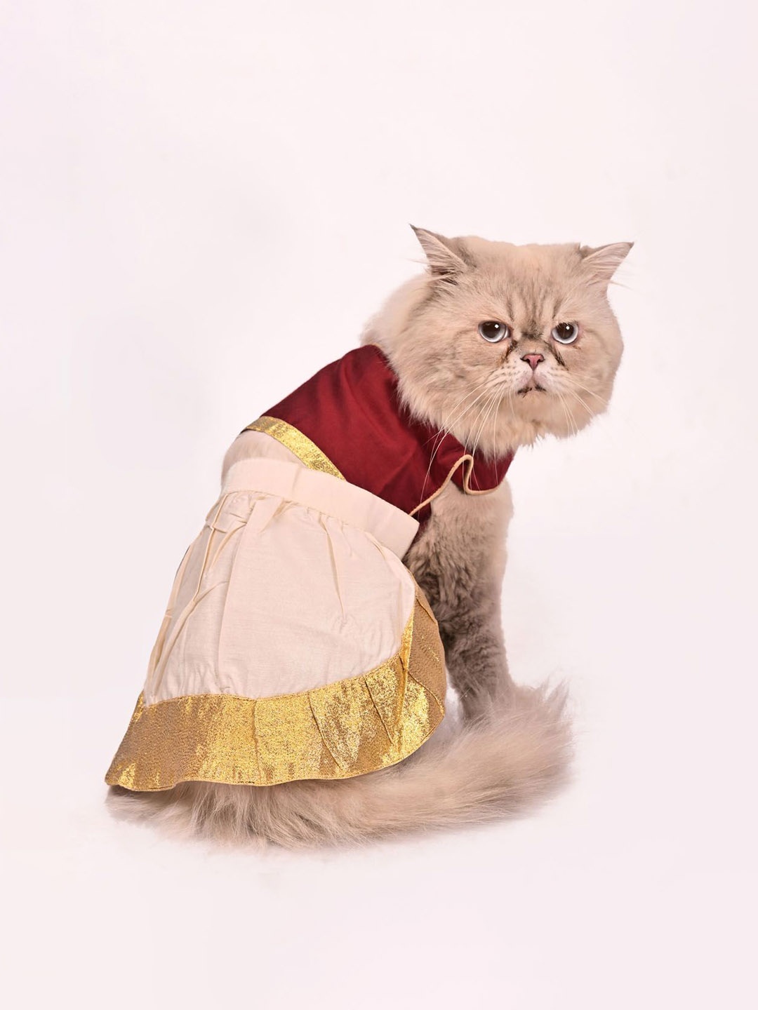 

VASTRAMAY South Indian Style Cat Lehenga Choli, Maroon