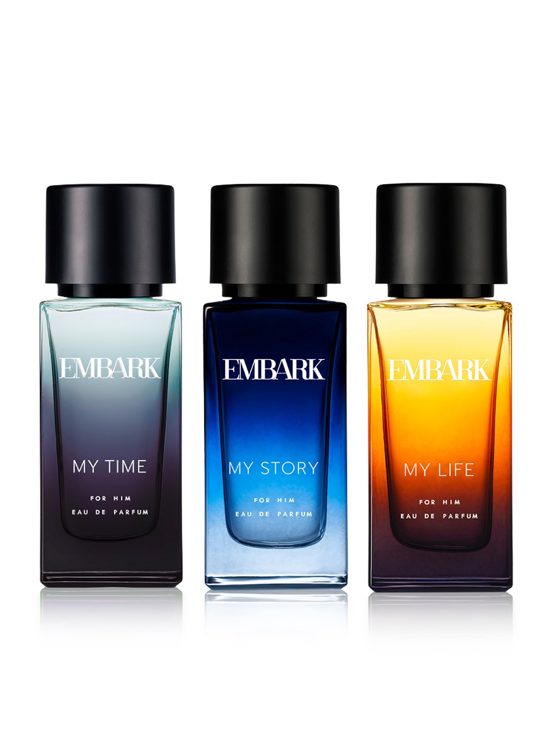 

EMBARK Men Set of 3 Eau De Parfum 30 ml each - My Time + My Life + My Story, Grey