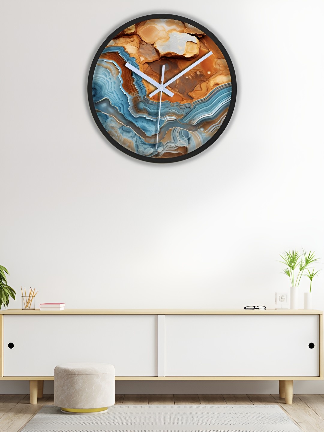 

OLIVE TREE Black & Blue Printed Analogue Contemporary Wall Clock