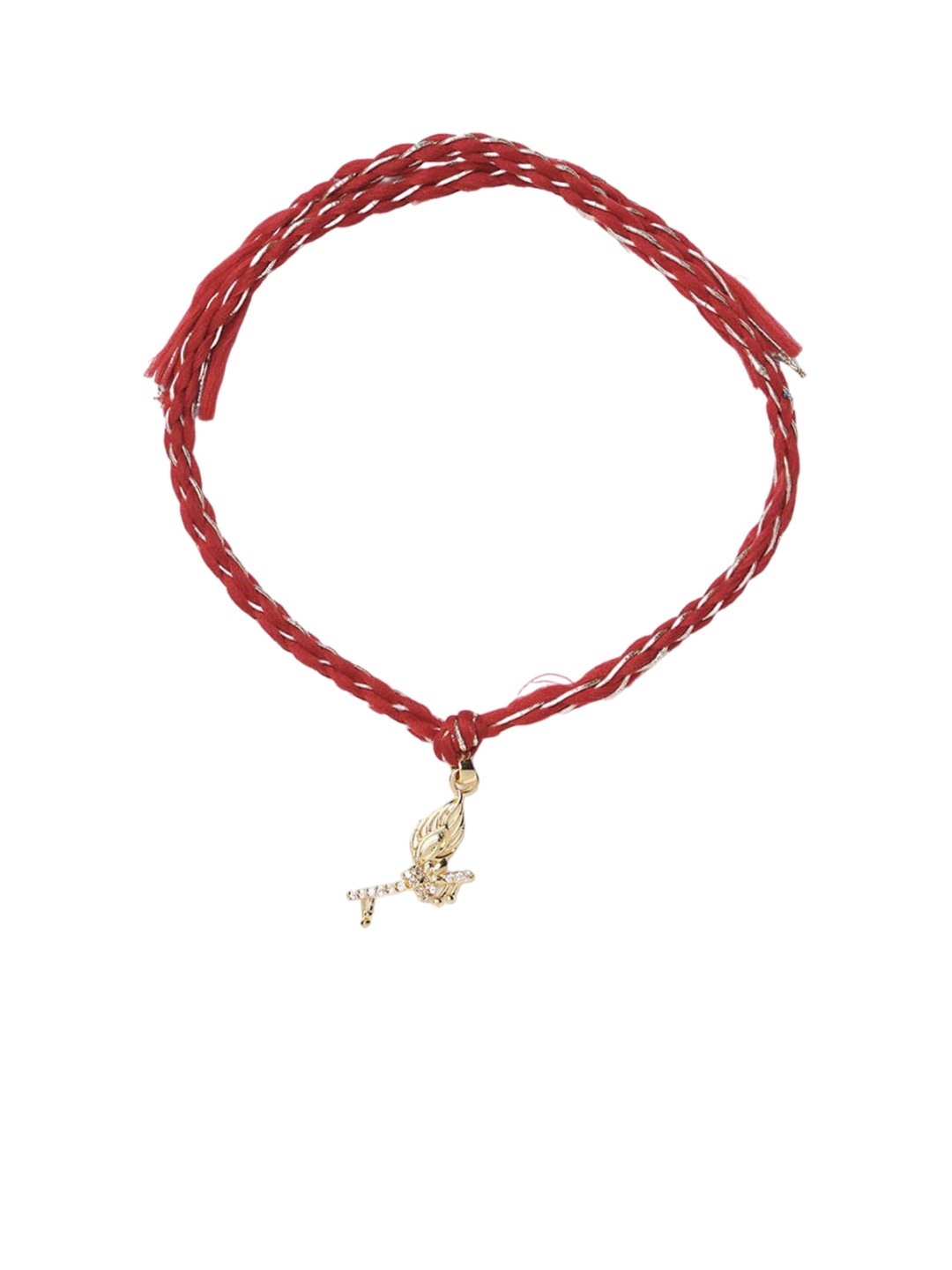 

PANASH- 925 Sterling Gold -Plated CZ Stone Studded Rakhi With Roli Chawal