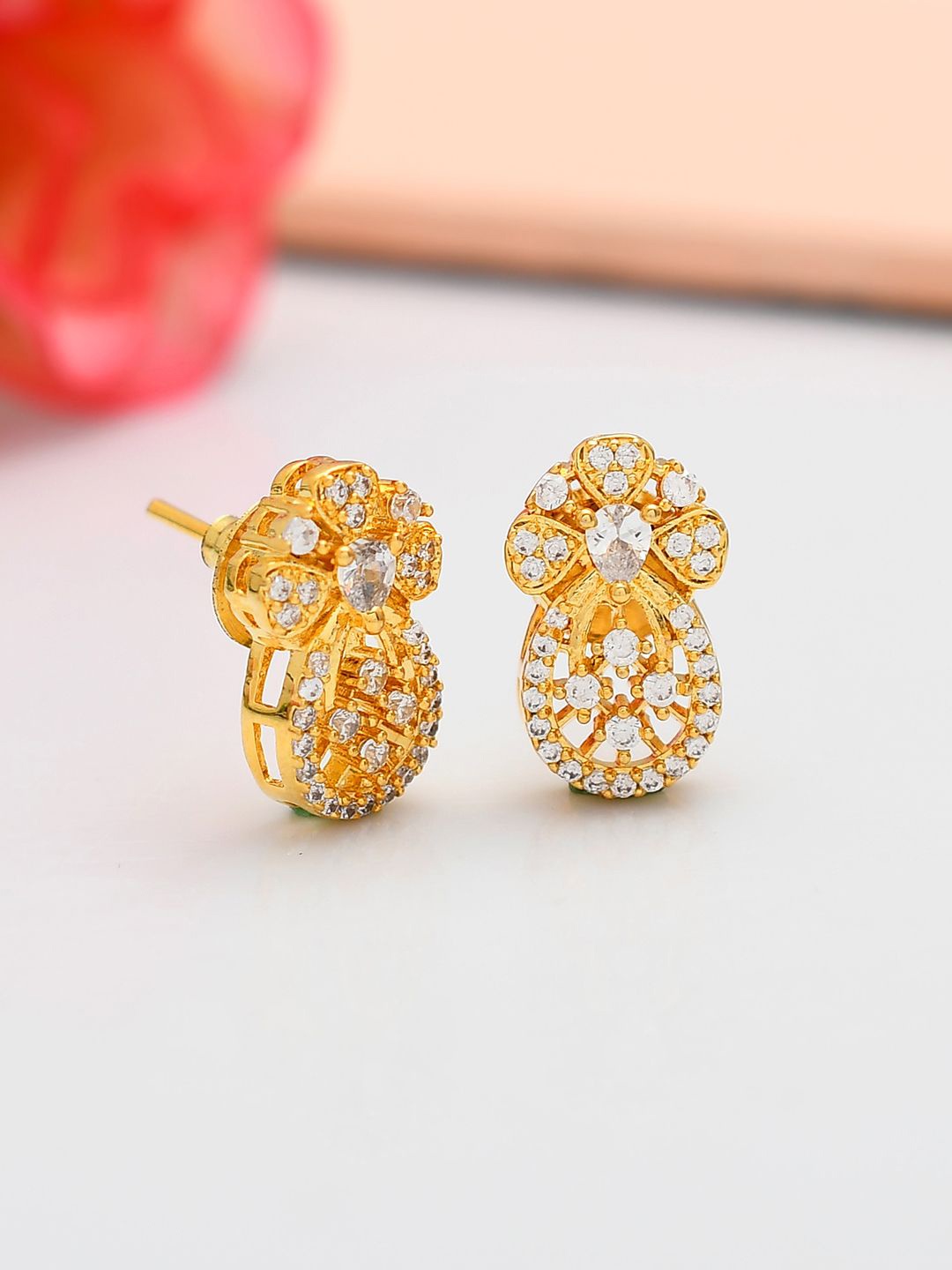 

Voylla Gold Plated Contemporary American Diamonds Studded Earrings