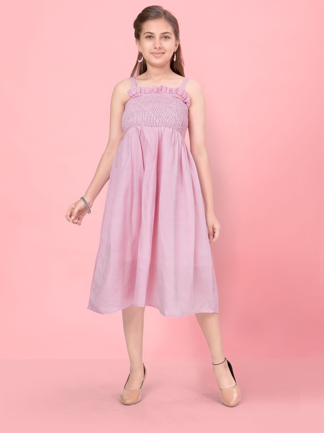 

BAESD Girls Shoulder Straps Fit & Flare Dress, Pink