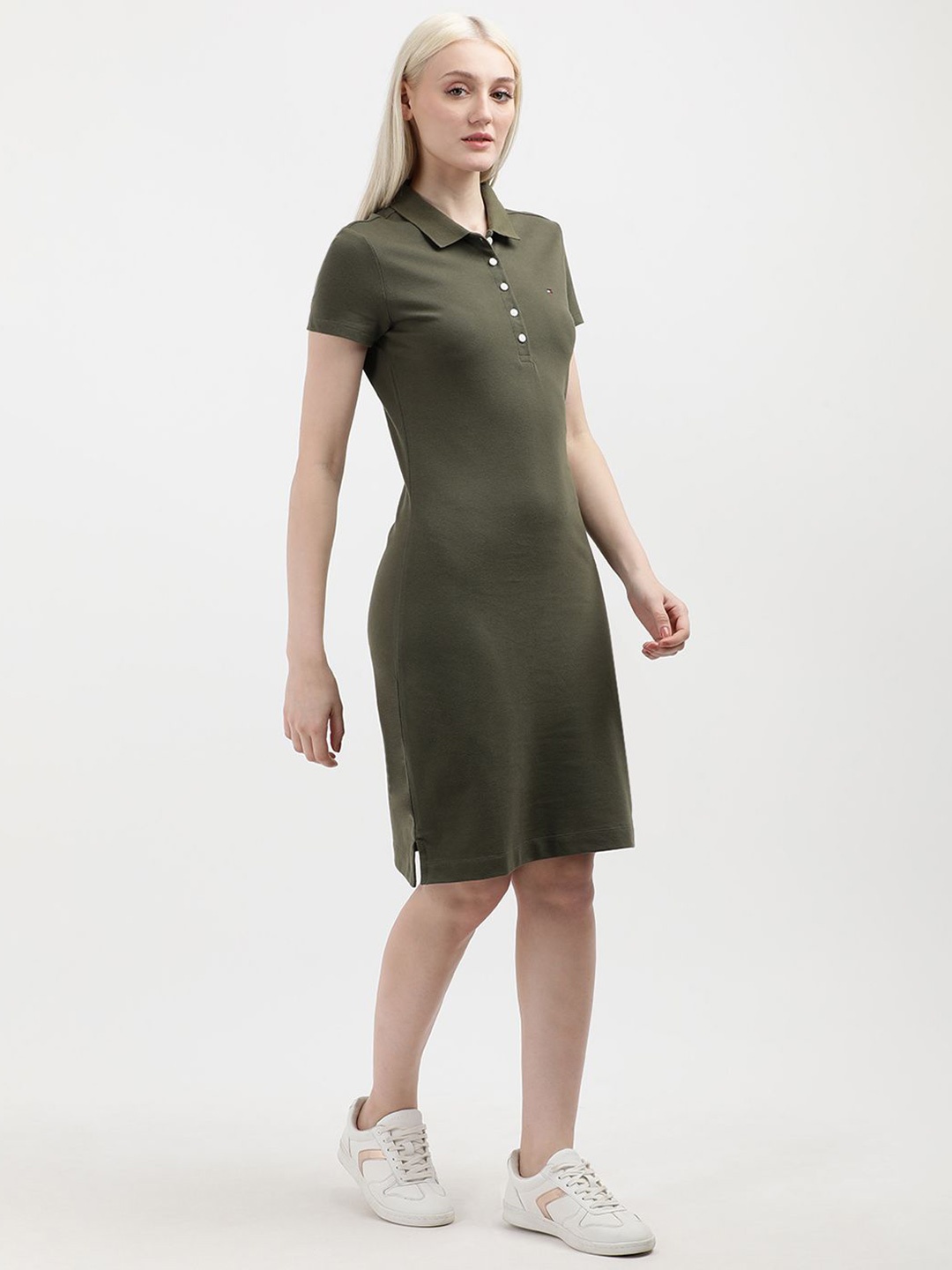 

Tommy Hilfiger Shirt Collar Short Sleeves Sheath Dress, Green