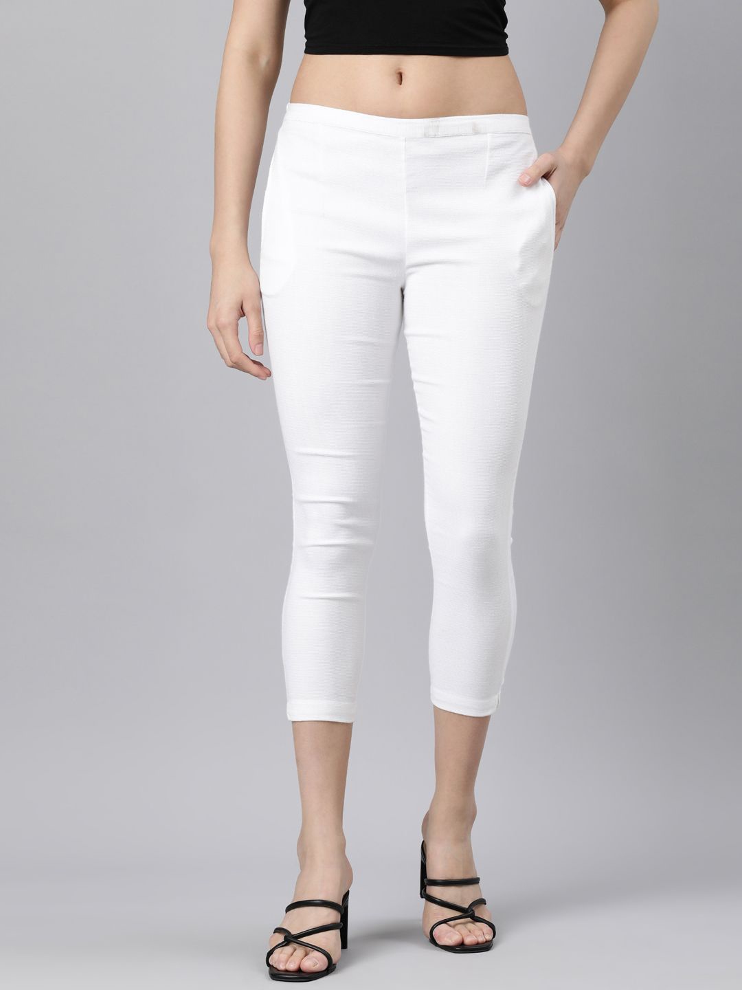 

Souchii Women Tailored Tapered Fit High-Rise Easy Wash Trousers, White