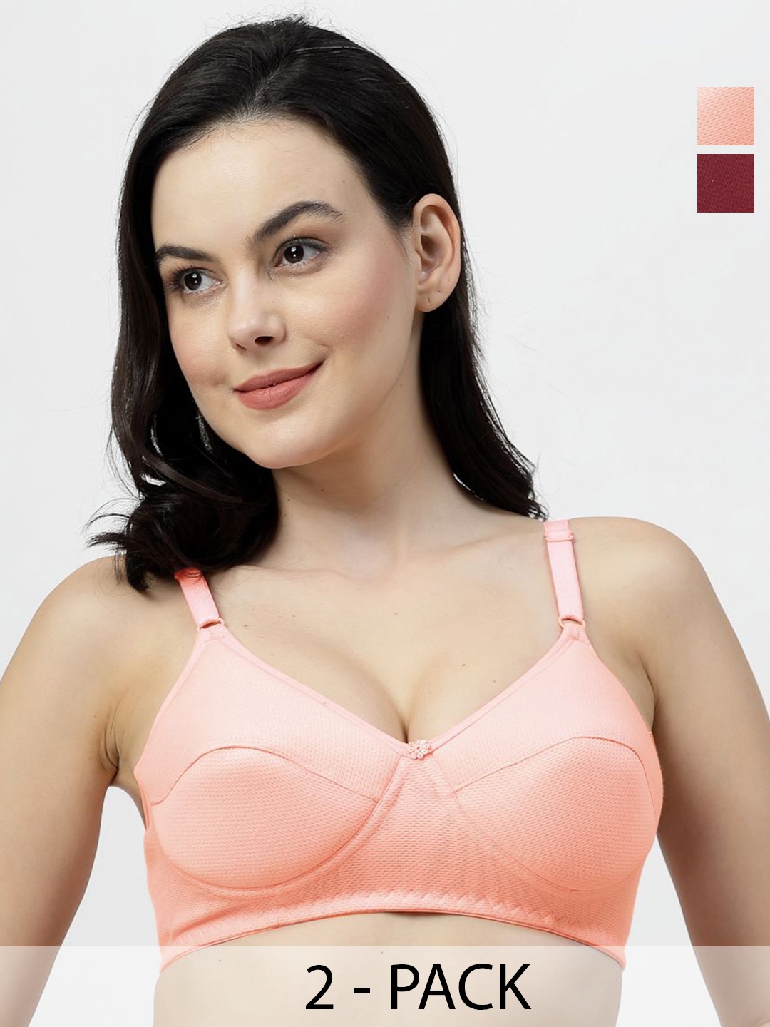 

SHYAM SONS FLAIR Pack Of2 Bra Full Coverage Lightly Padded Everyday Bra, Maroon