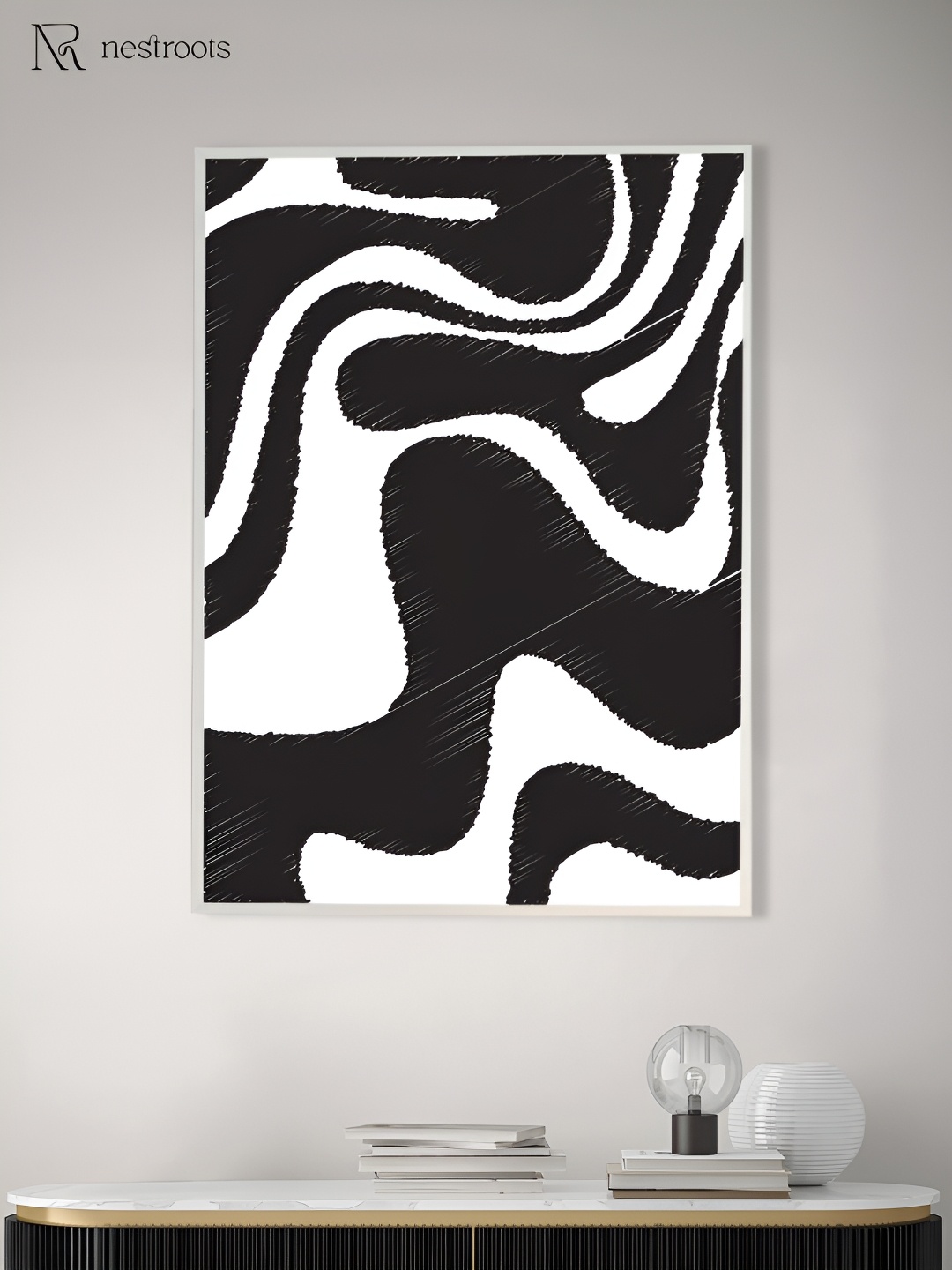 

nestroots Black & White Abstract Painting Wall Art
