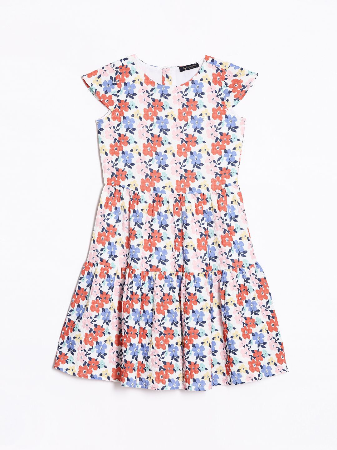 

Allen Solly Junior Floral Printed Cap Sleeve Pure Cotton Fit & Flare Dress, Orange