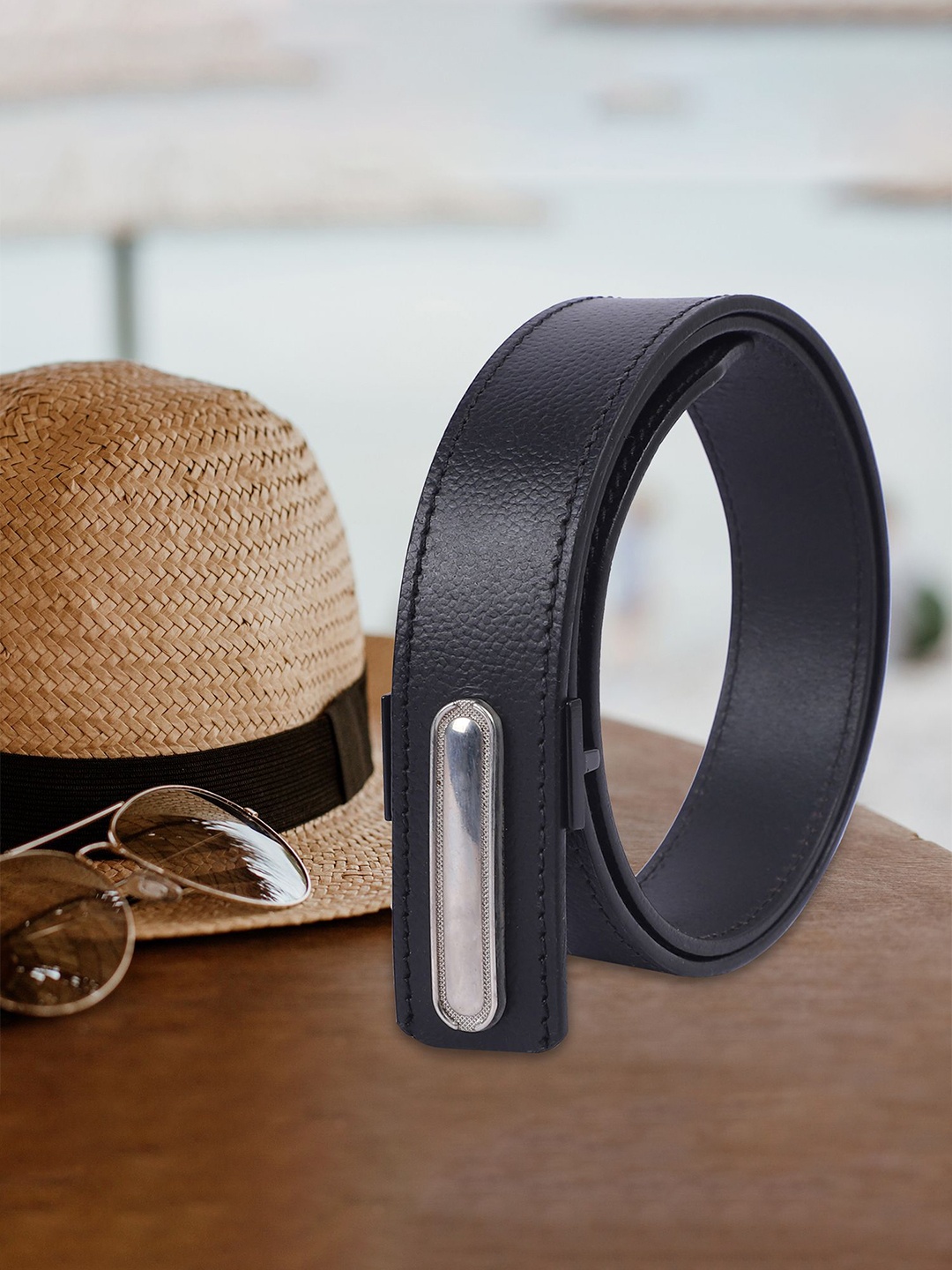 

KEZRO Men Push Pin Closure Textured Casual Belt, Black