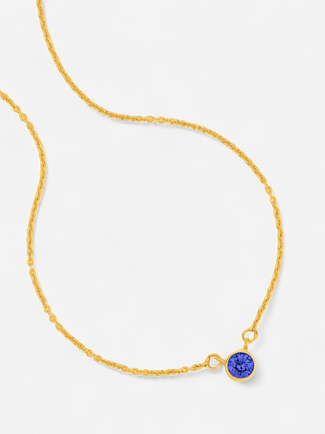 

Trisu 925 Sterling Silver Gold-Plated Sapphire Stone Studded Necklace