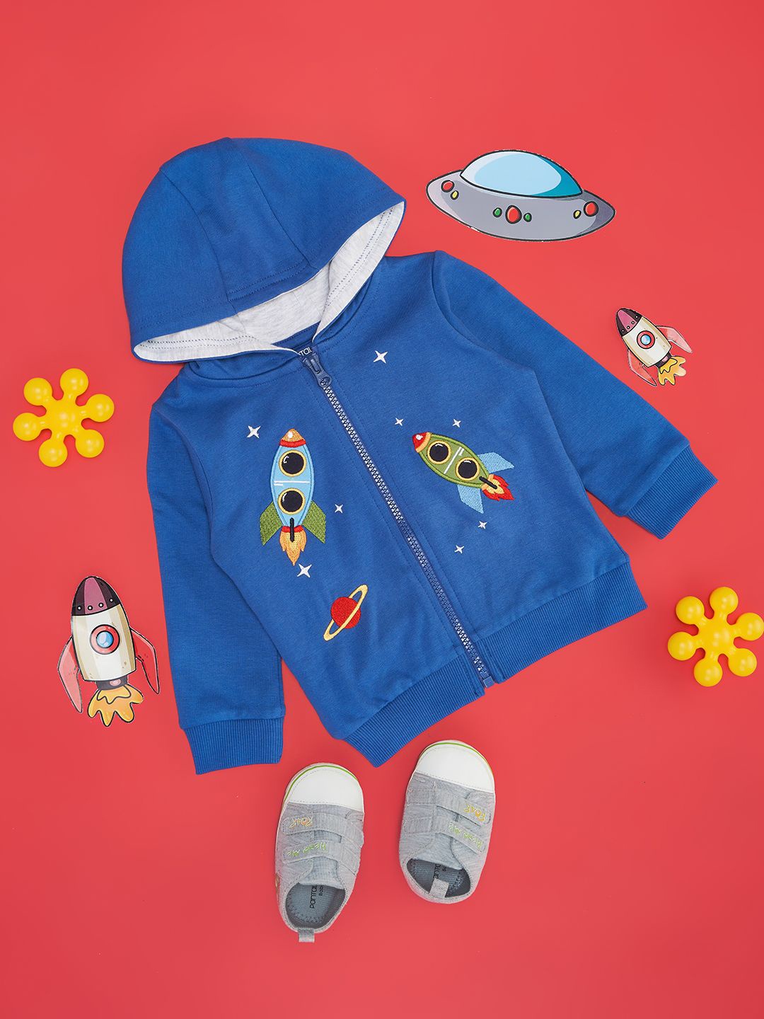 

Pantaloons Baby Boys Embroidered Solid Sweatshirt, Blue