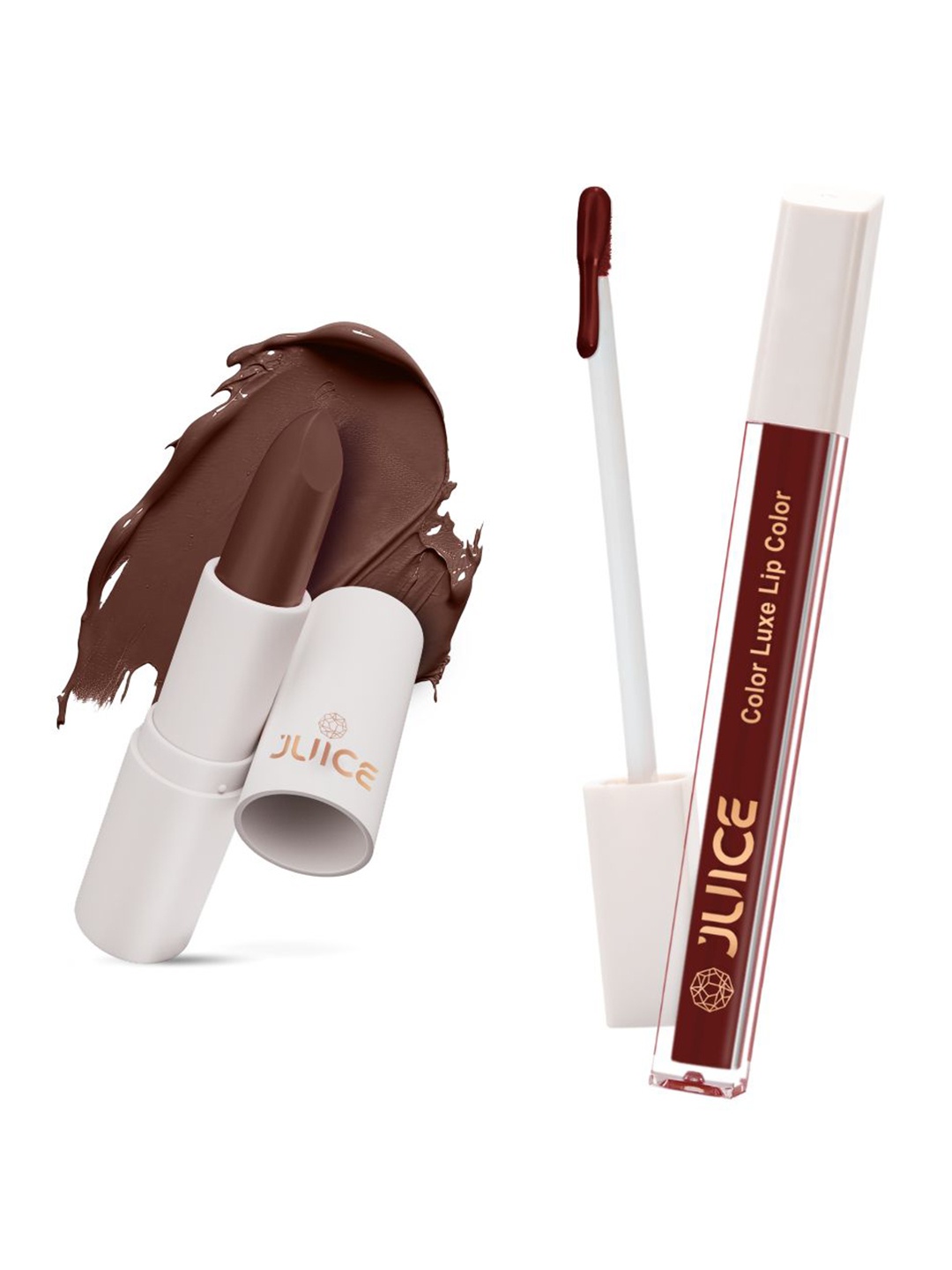 

JUICE Set of Color Luxe Lip Color 2.5ml & Kiss Sensation Lipstick 4g - Shade M17 & M10, Brown