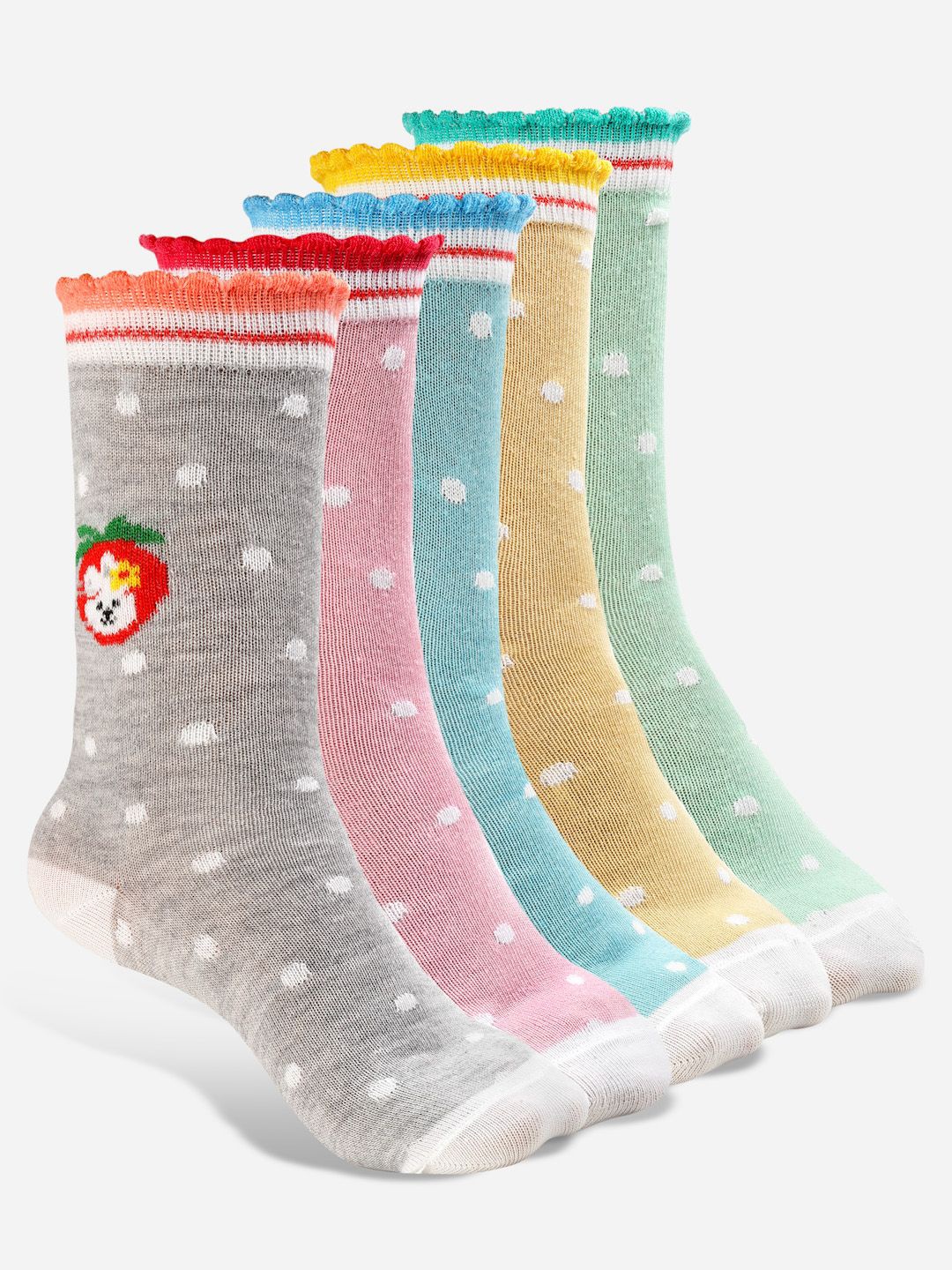 

Texlon Girls Pack Of 5 Printed Cotton Socks, Pink
