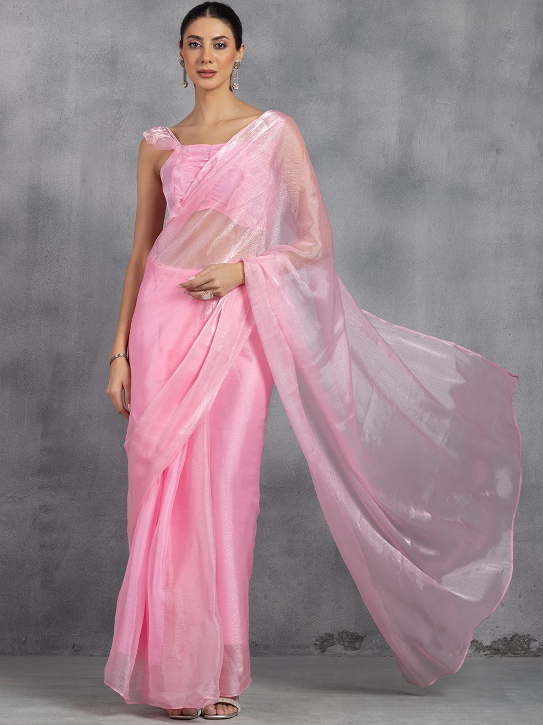 

Rang by Indya Organza Ready to Wear Saree, Pink