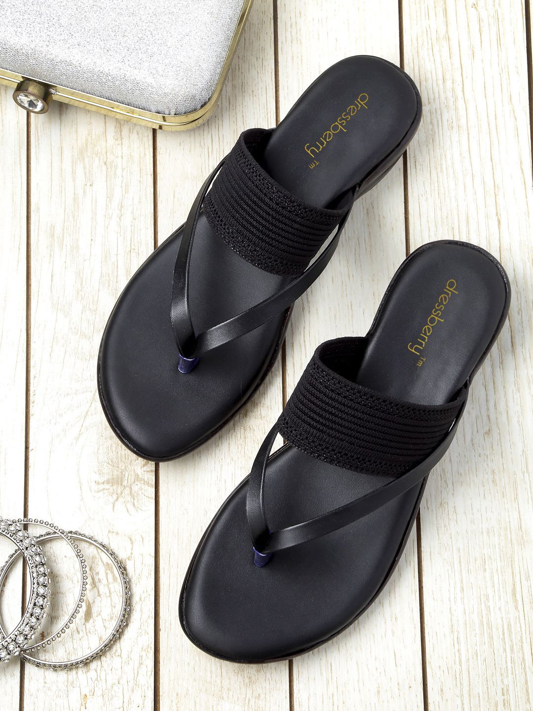 

DressBerry Women Open Toe Flats, Black