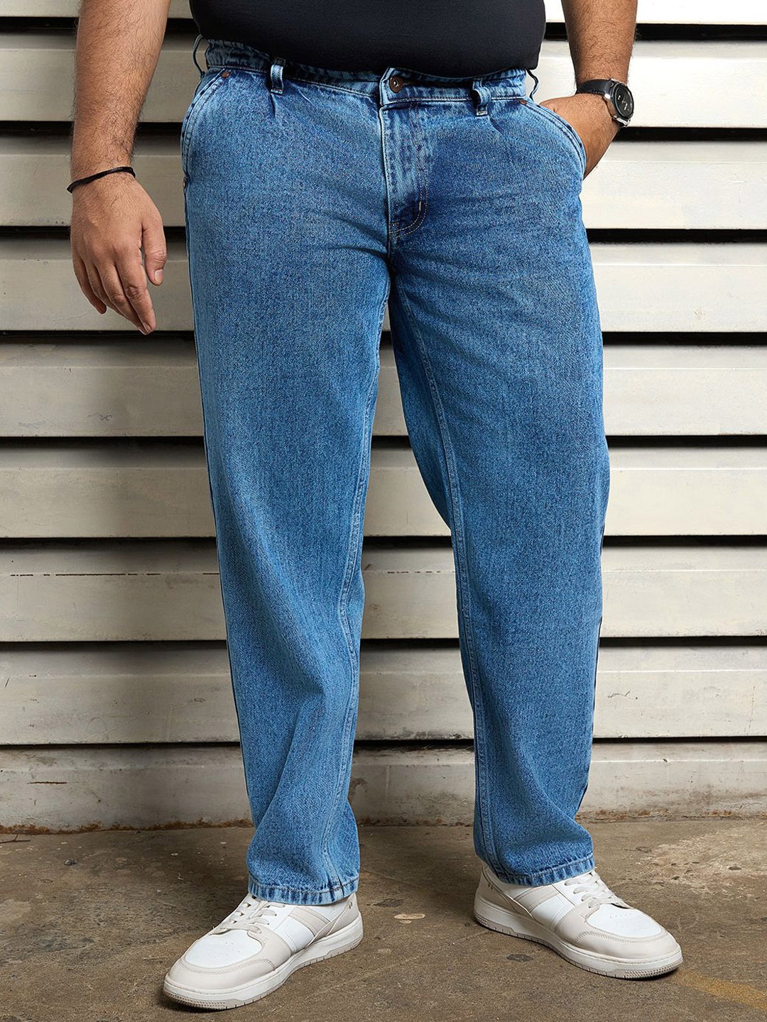 

Freeform by High Star Men Plus Size Relaxed Fit Cotton Jeans, Blue