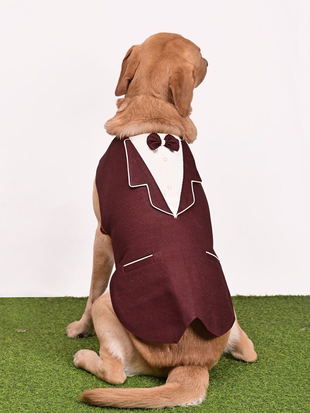 

VASTRAMAY Solid Silk Dog Dress, Maroon