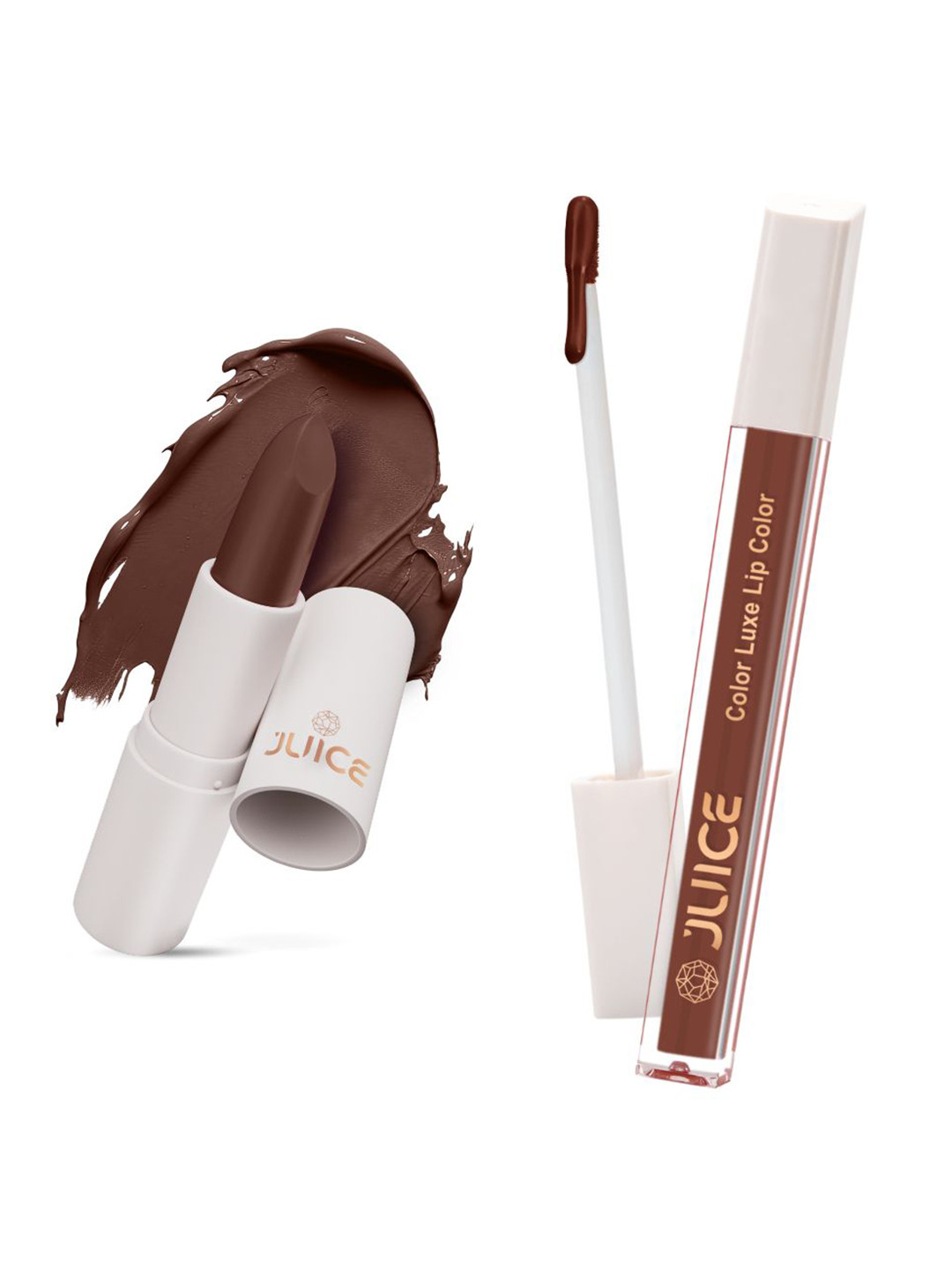 

JUICE Set of Color Luxe Lip Color 2.5ml & Kiss Sensation Lipstick 4g - Shade M17 & M12, Brown
