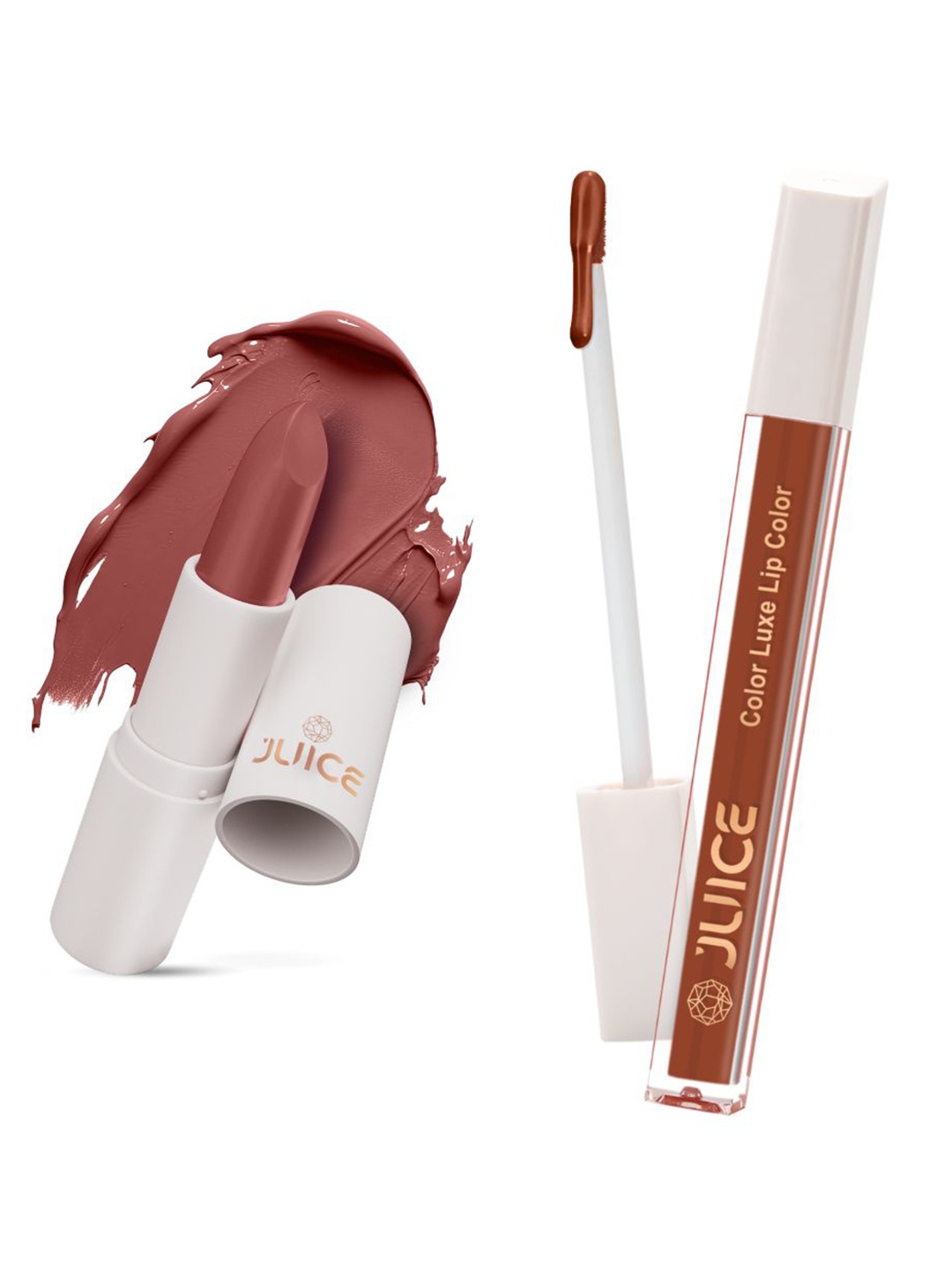 

JUICE Set of Color Luxe Lip Color 2.5ml & Kiss Sensation Lipstick 4g - Shade M21 & M02, Brown