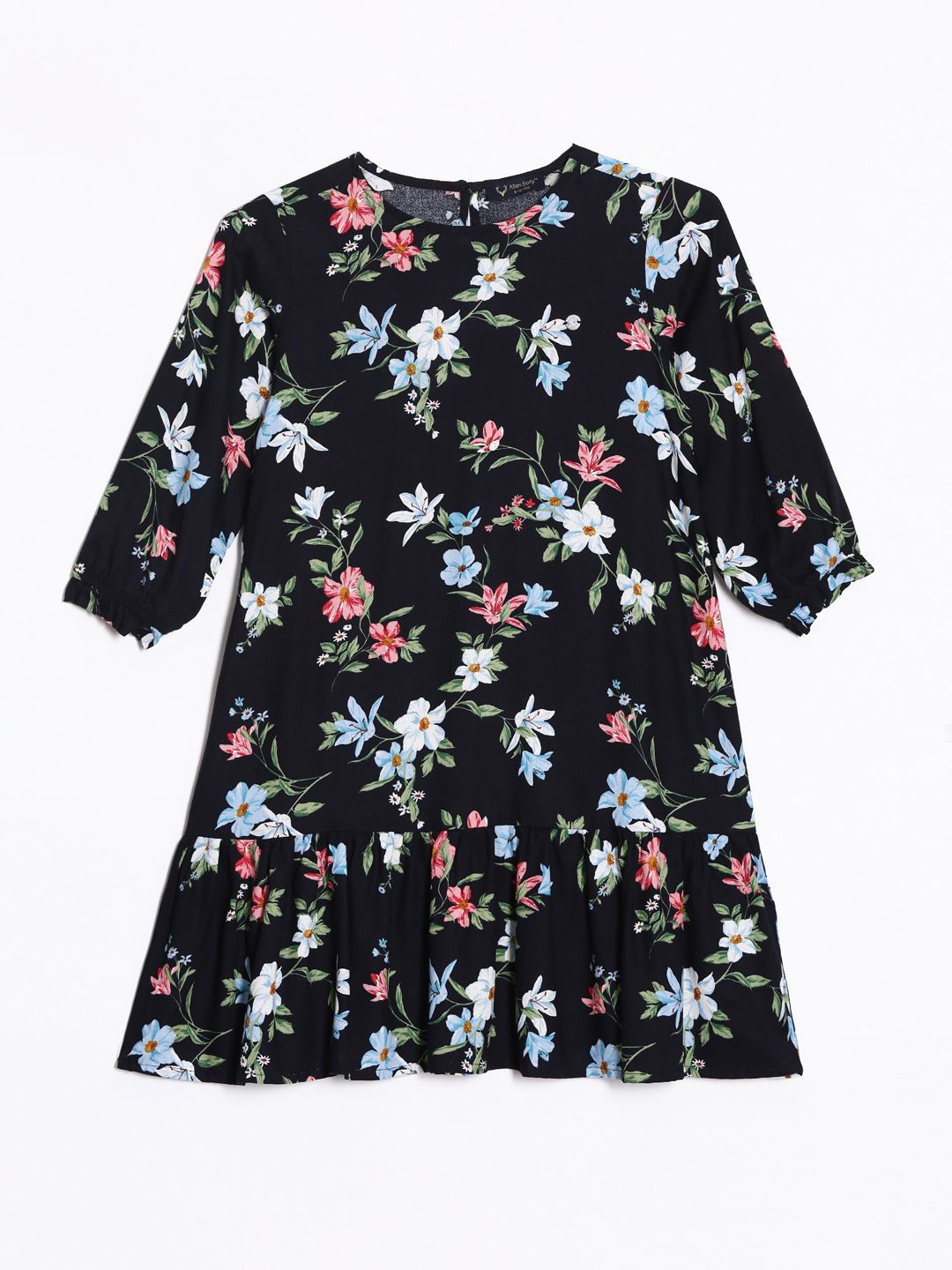 

Allen Solly Junior Girls Floral Printed Drop-Waist Dress, Black