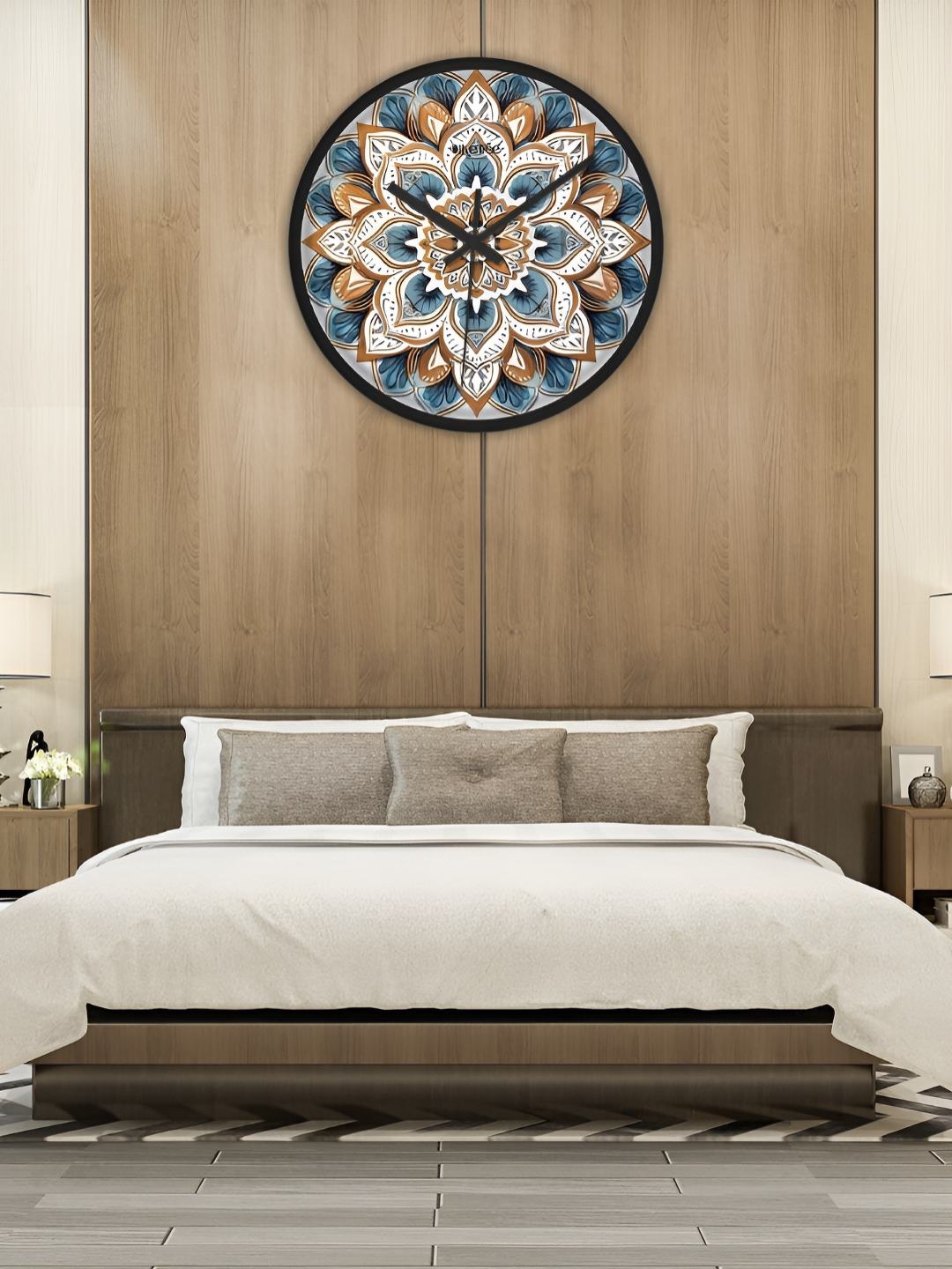 

OLIVE TREE Black & Blue Printed Analogue Contemporary Wall Clock