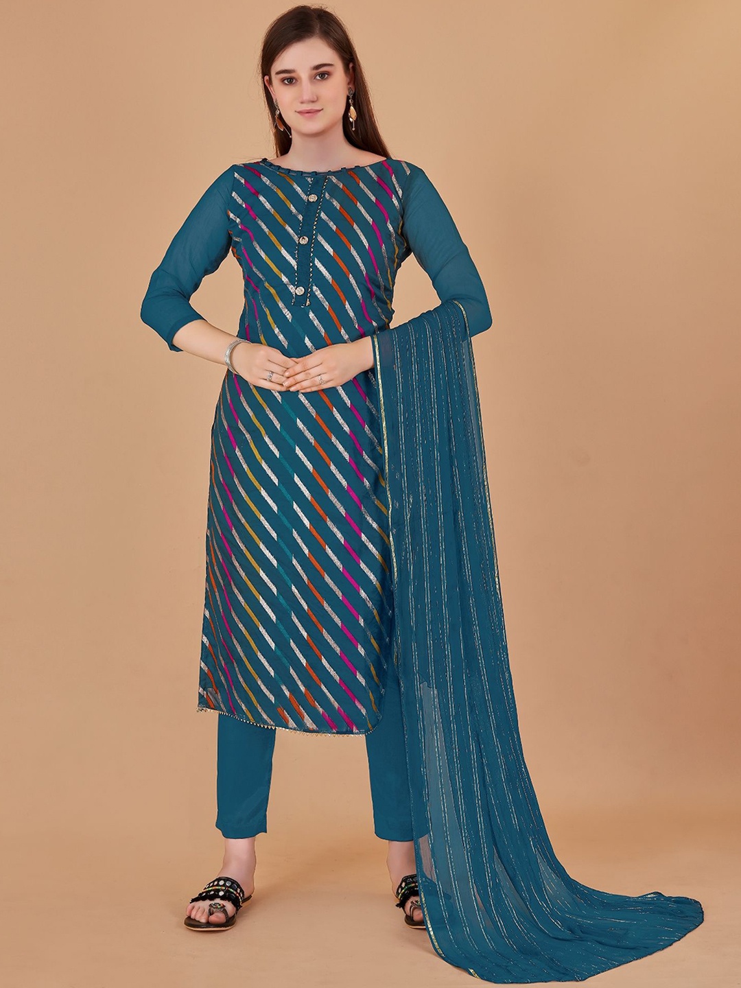

JULEE Embroidered Unstitched Dress Material, Green