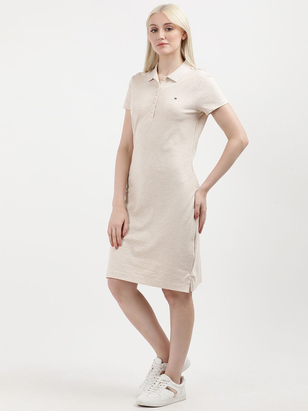 

Tommy Hilfiger Women Solid Shirt Collar Dress, Beige