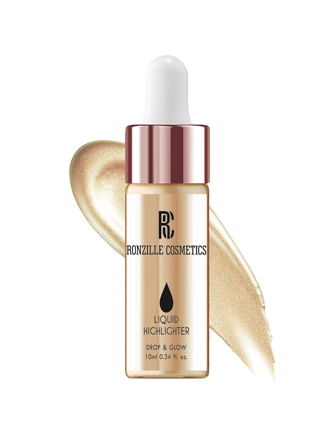 

Ronzille Drop & Glow Liquid Illuminator Face & Body Highlighter 10ml - Golden 01, Gold