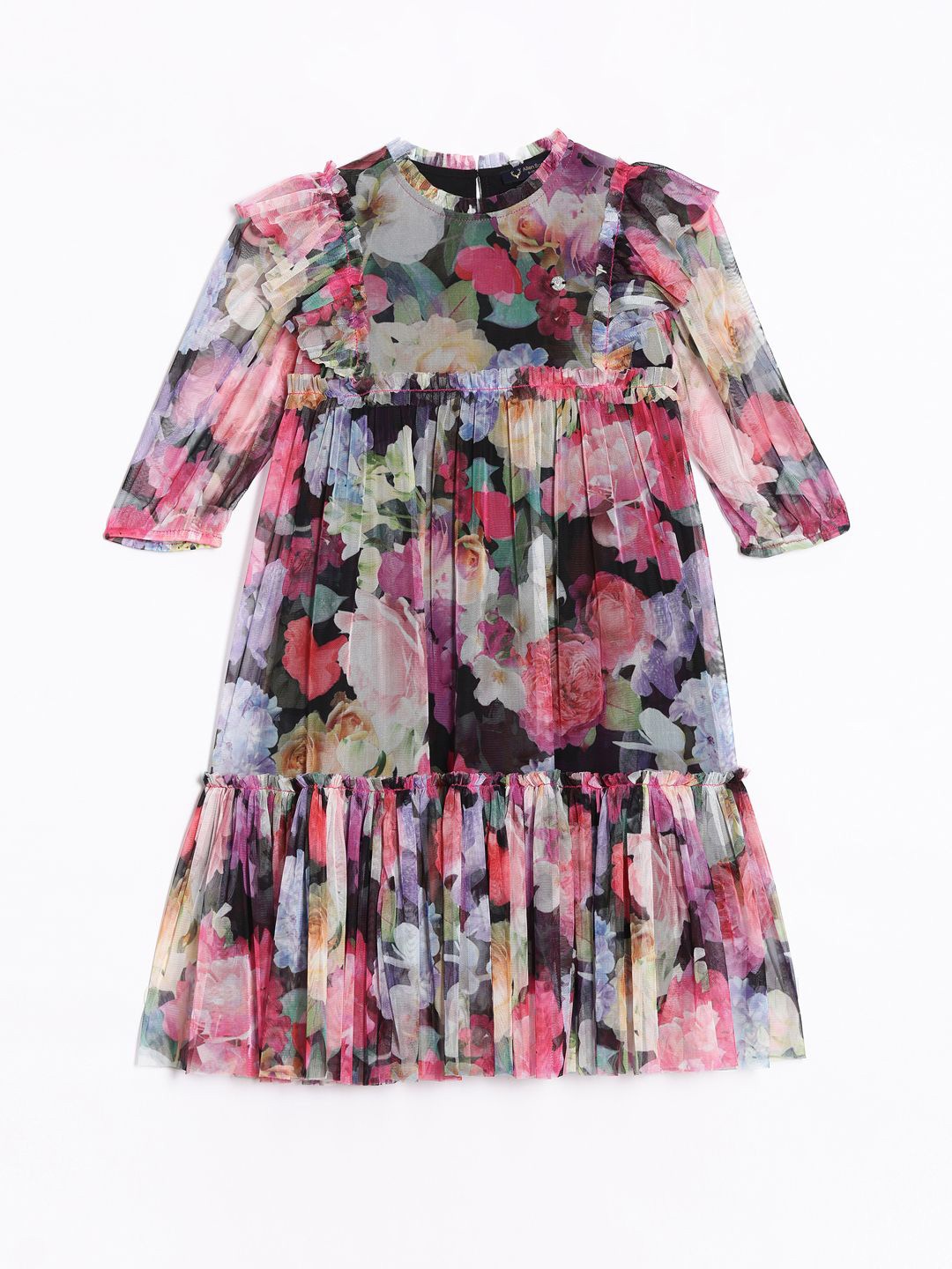 

Allen Solly Junior Girls Floral Printed A-Line Dress, Black
