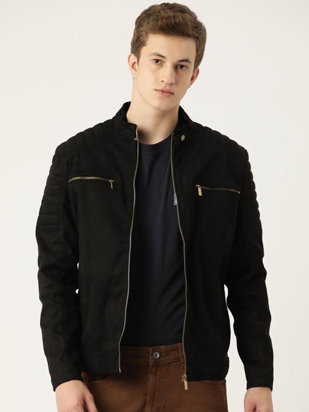 

Leather Retail Men Suede Lightweight Biker Jacket, Black