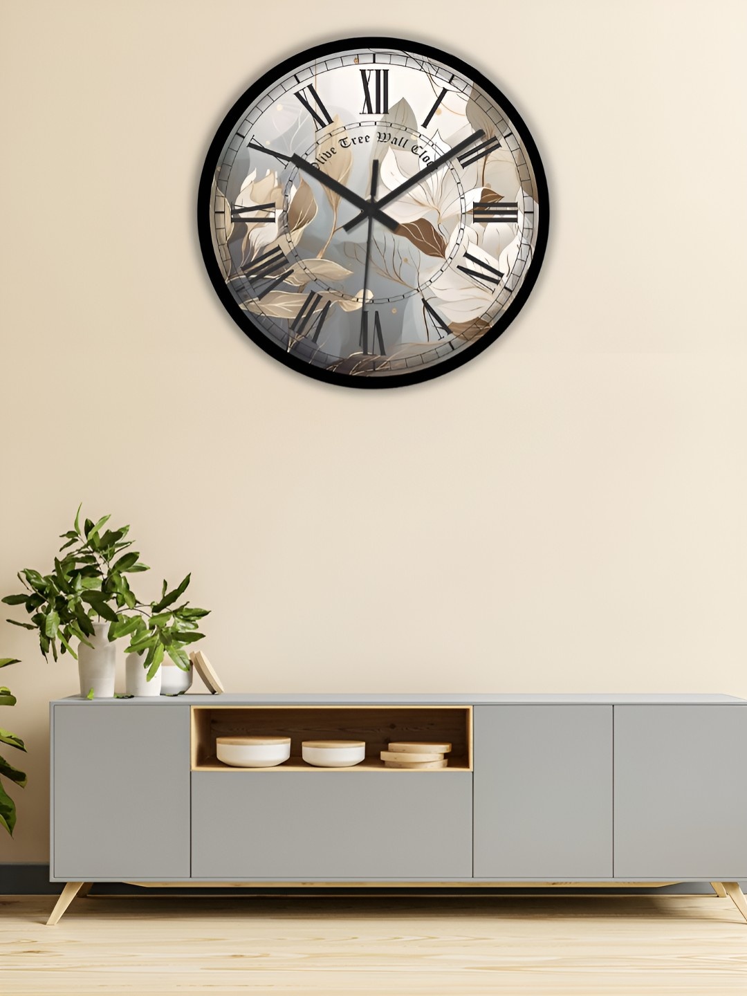 

OLIVE TREE Black & Brown Printed Analogue Contemporary Wall Clock