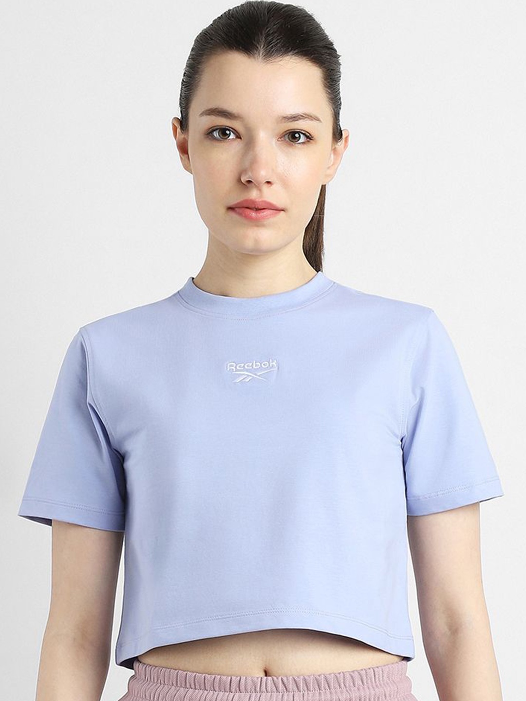 

Reebok Women Round Neck T-Shirts, Blue