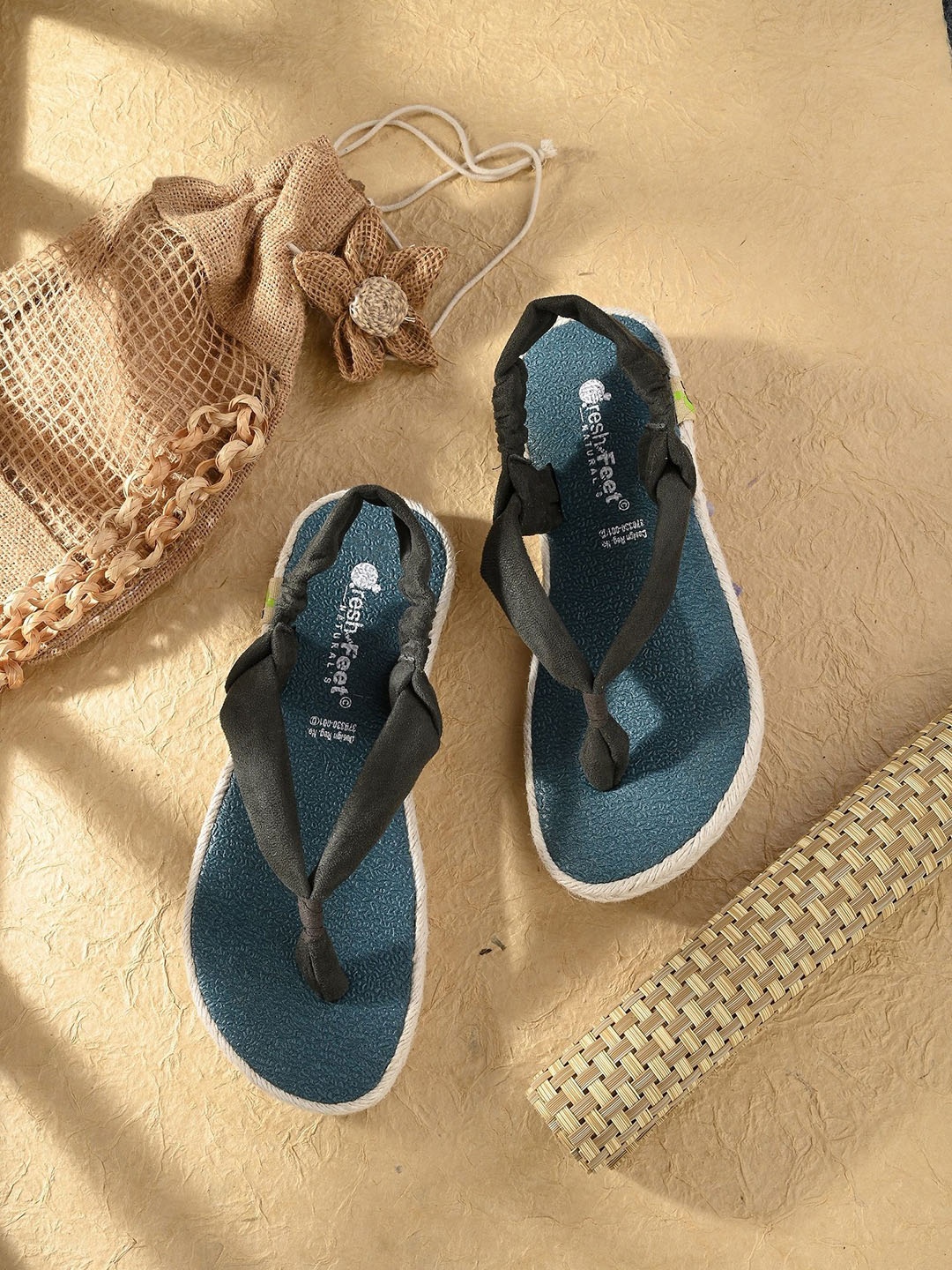 

FRESH 1947 FEET Women Backstrap Open Toe Flats, Olive