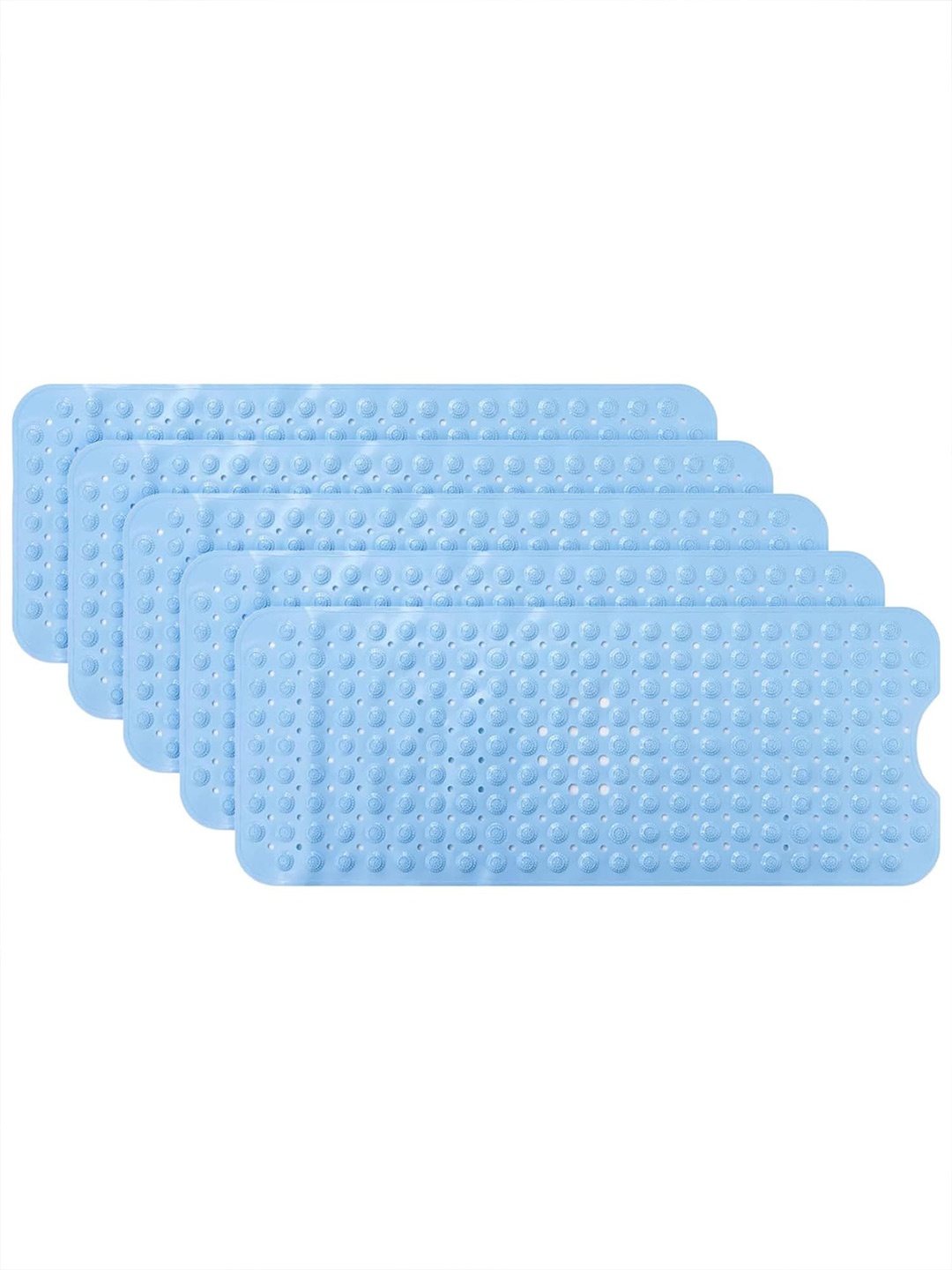 

Kuber Industries Blue 5 Pcs Textured 240 GSM Anti Skid Bath Rugs