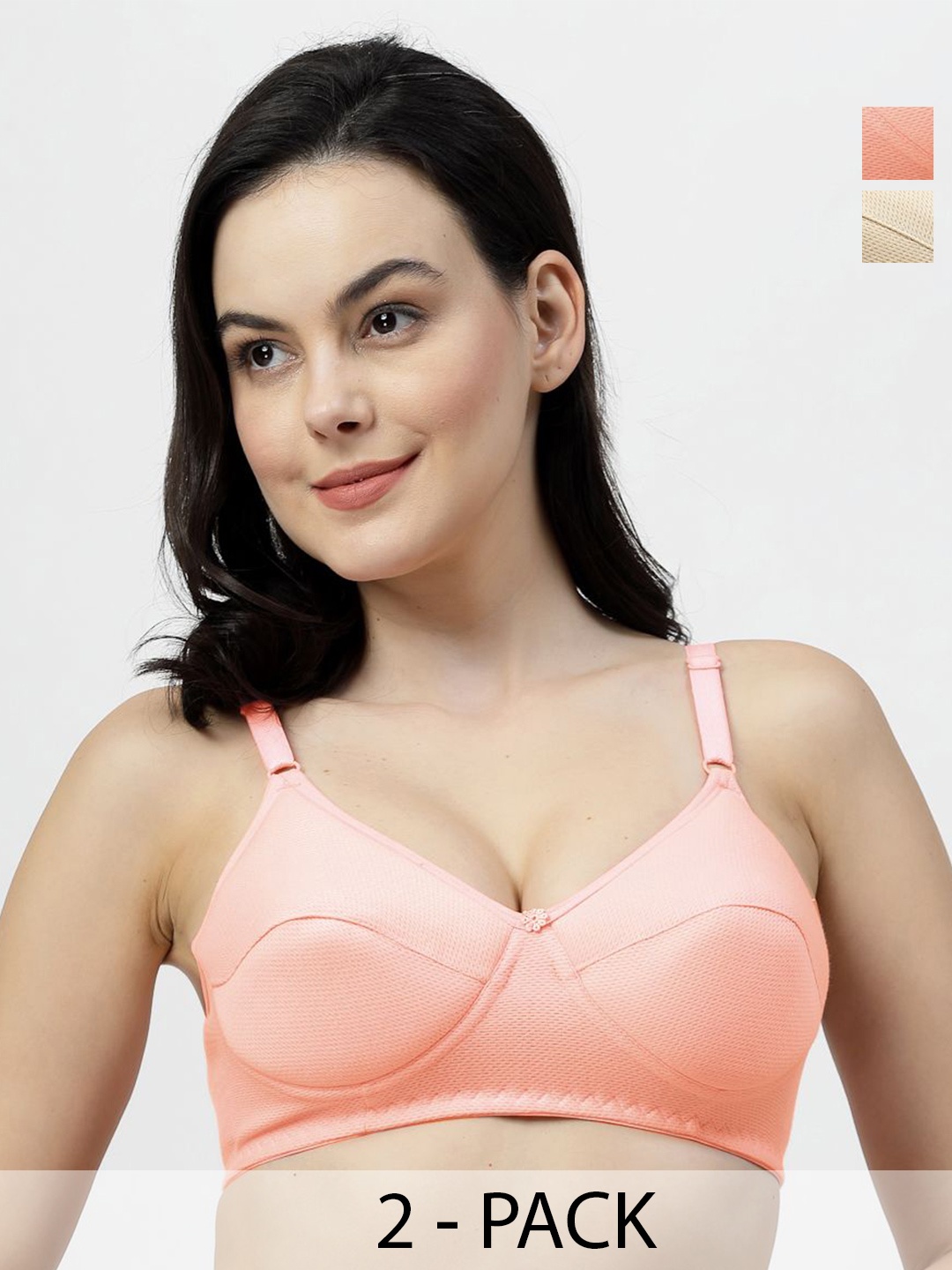 

SHYAM SONS FLAIR Pack Of 2 Bra Full Coverage Lightly Everyday Padded, Beige
