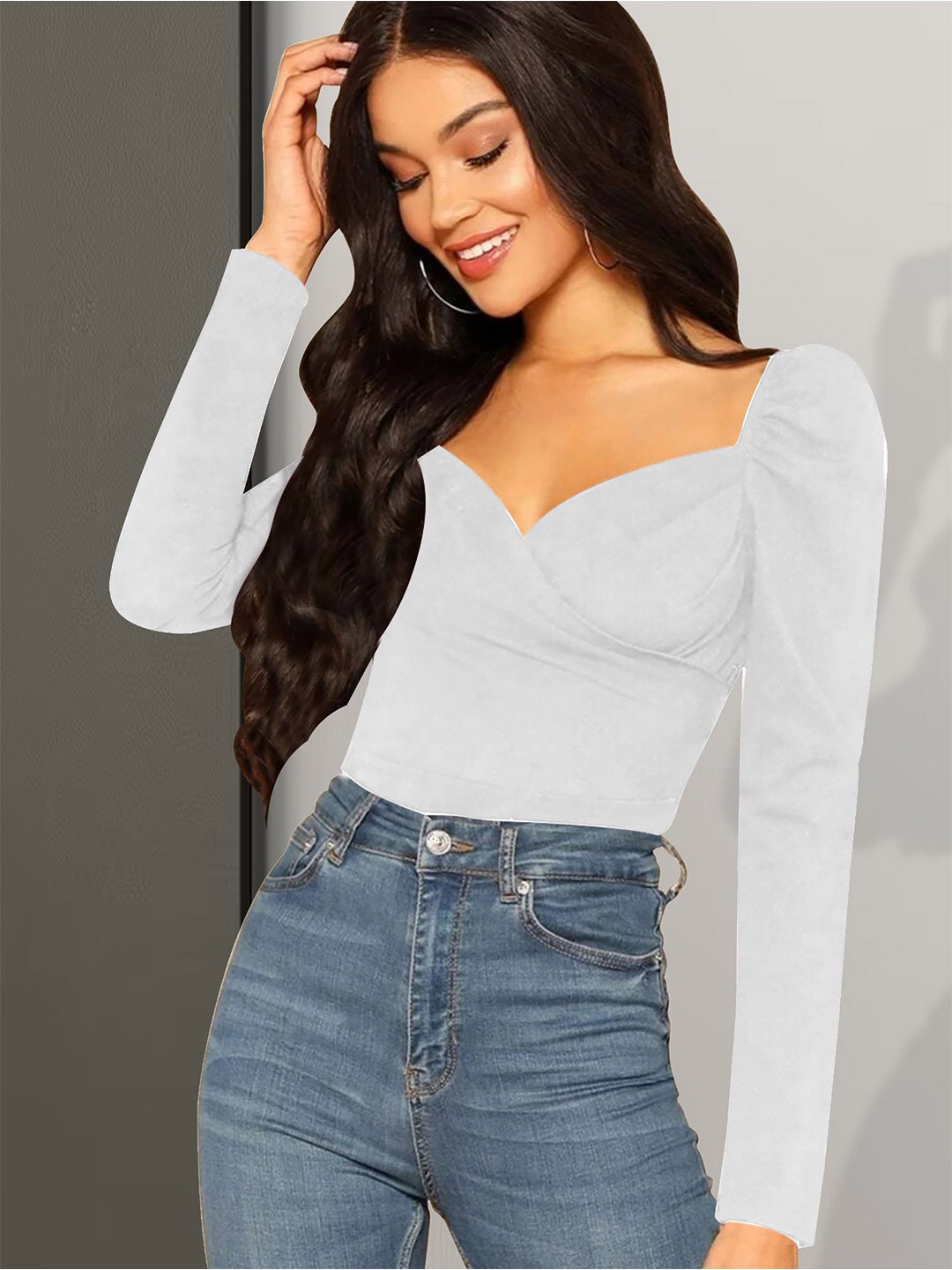 

Dream Beauty Fashion Women Solid Sweetheart Neck Top, White