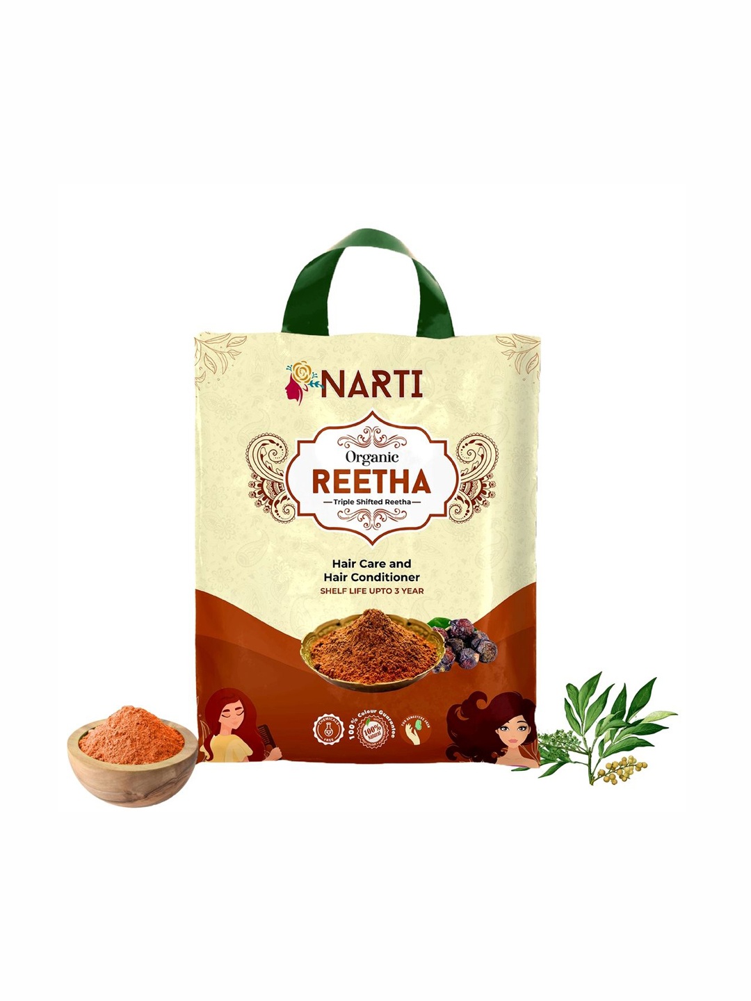 

NARTI Organic Reetha Powder-1Kg, Brown