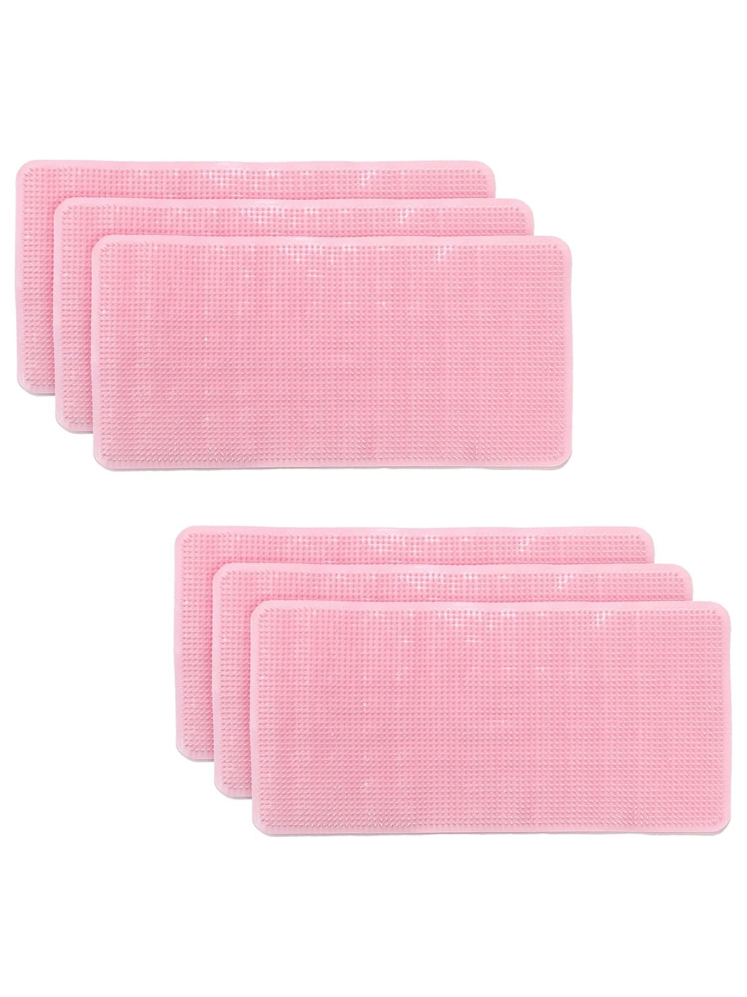 

Kuber Industries Pink 6 Pieces Textured 240 GSM Bath Rugs