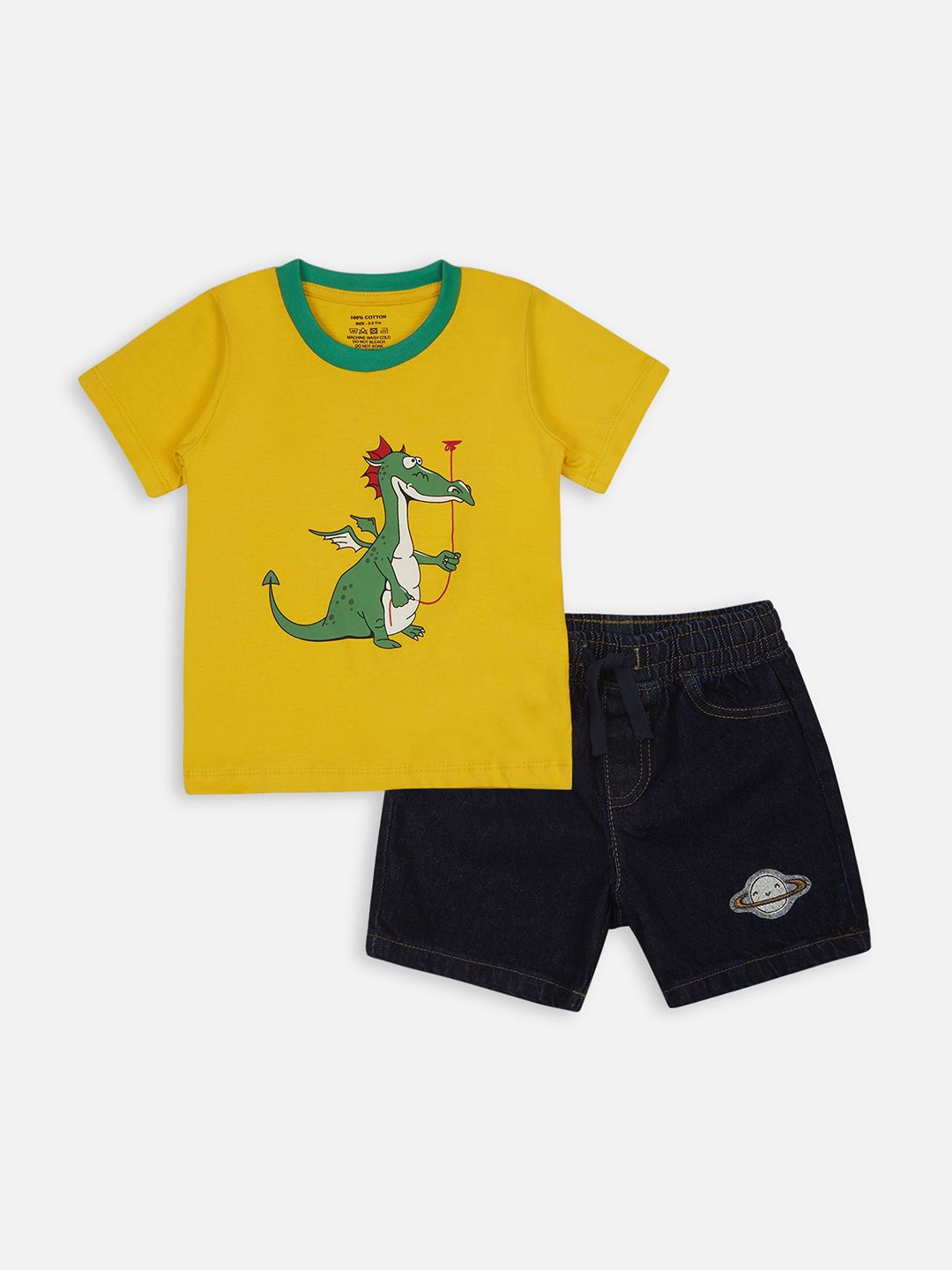 

YK Boys Clothing Set With Cotton T-shirt And Denim Shorts, Yellow