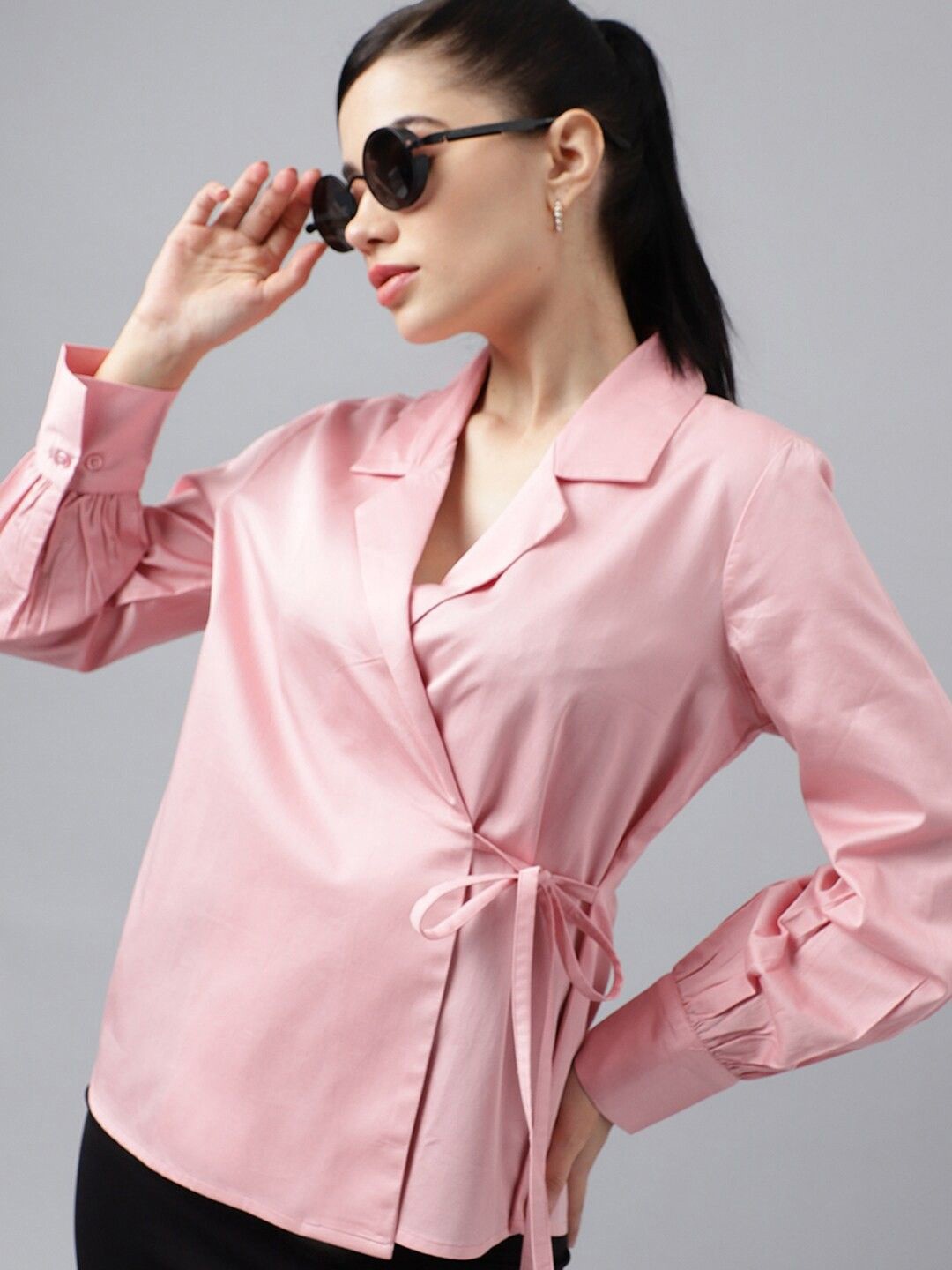 

Hancock Women Solid Shirt Collar Top, Pink