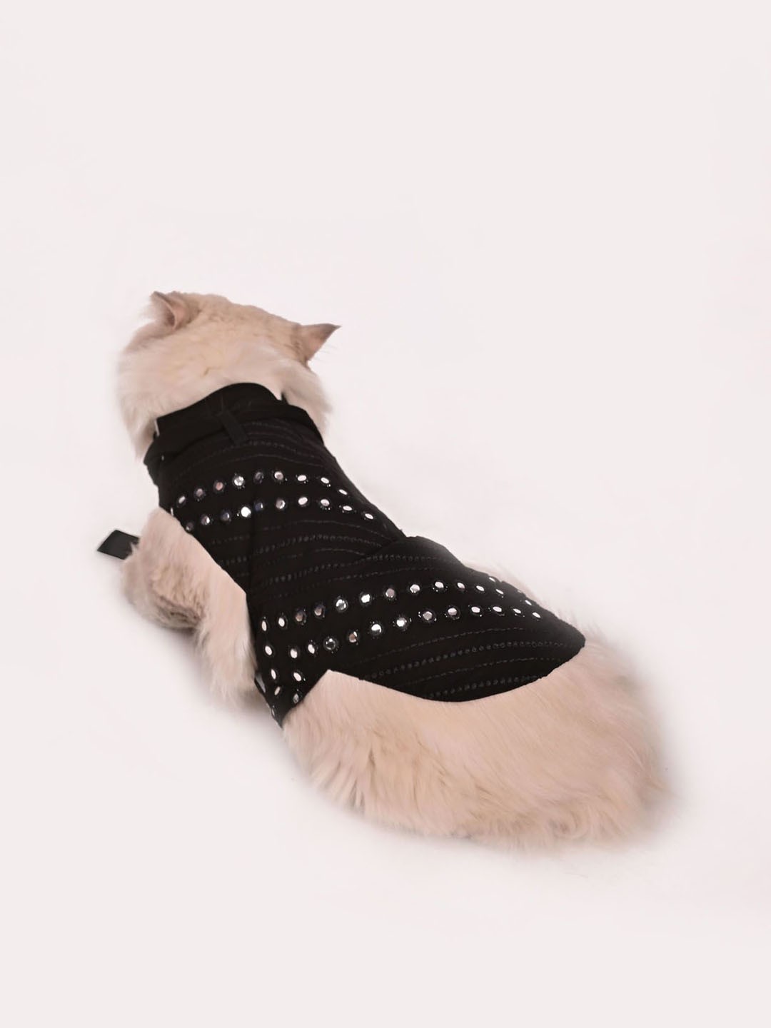 

VASTRAMAY Allover Mirror Work Embroidered Kurta With Dupatta Cat Dress, Black
