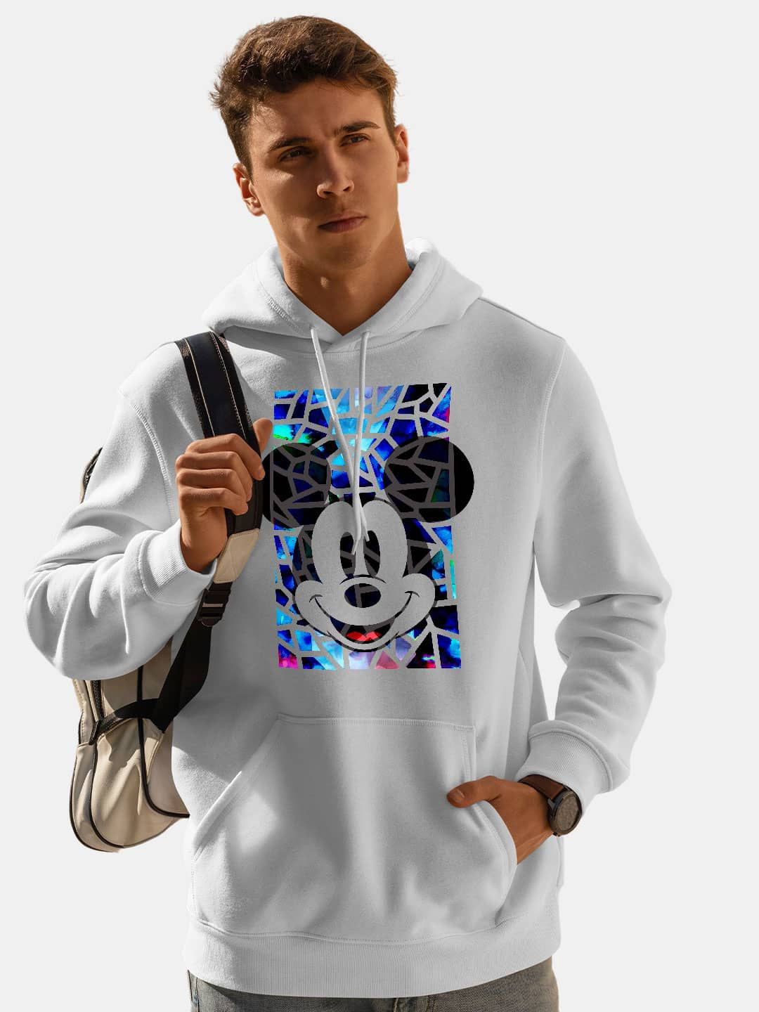 

macmerise Men Printed Hooded Sweatshirt, White