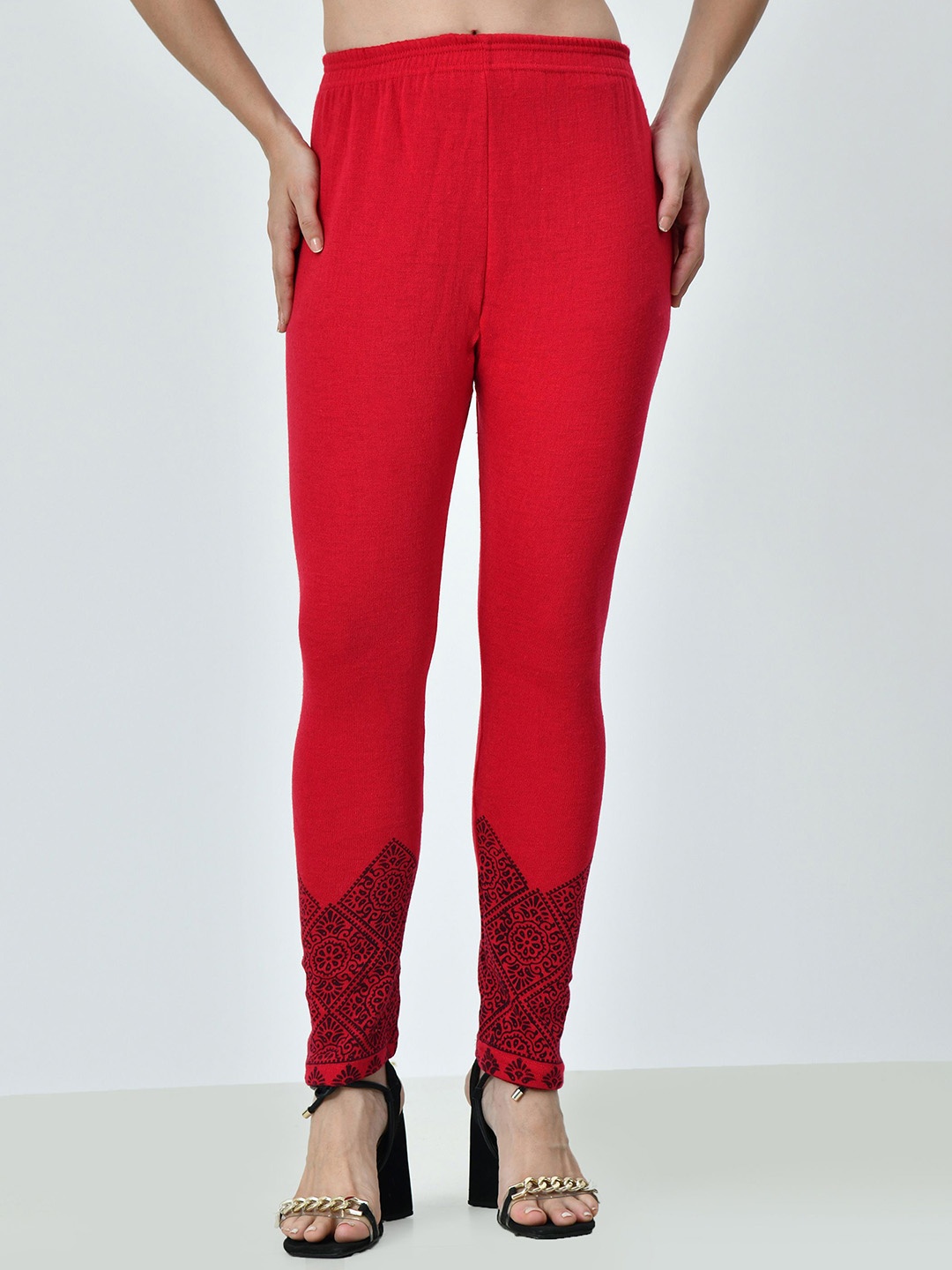 

BAESD Printed Ankle-Length Leggings, Red