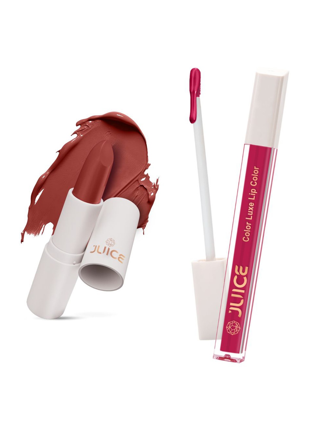 

JUICE Set of Color Luxe Lip Color 2.5ml & Kiss Sensation Lipstick 4g - Shade M19 & M05, Brown